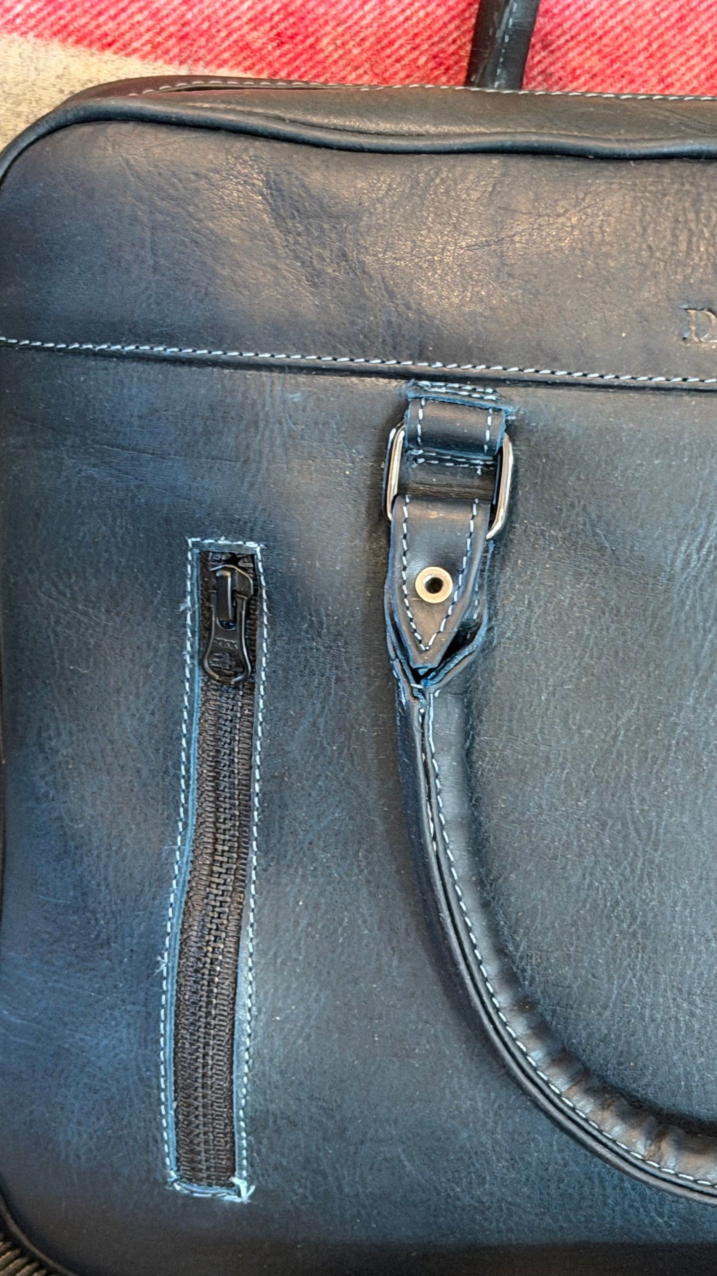 Leather Tech Briefcase - Ocean Blue