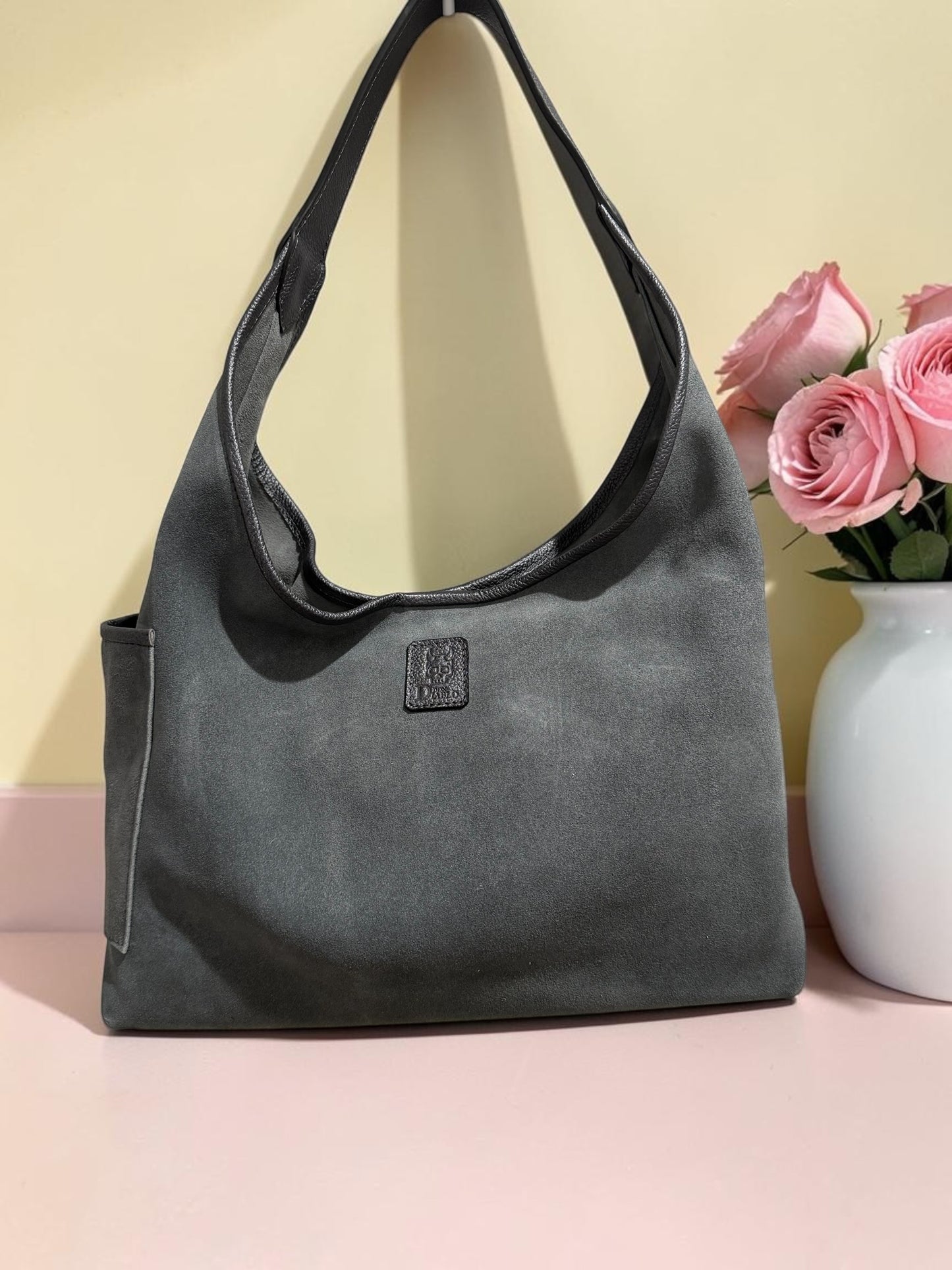 The Sofie - Suede Leather Handbag with Leather Trim