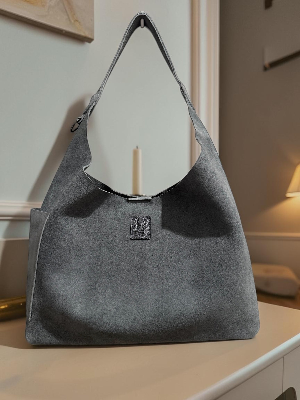 The Anne - Gray Suede Leather Handbag