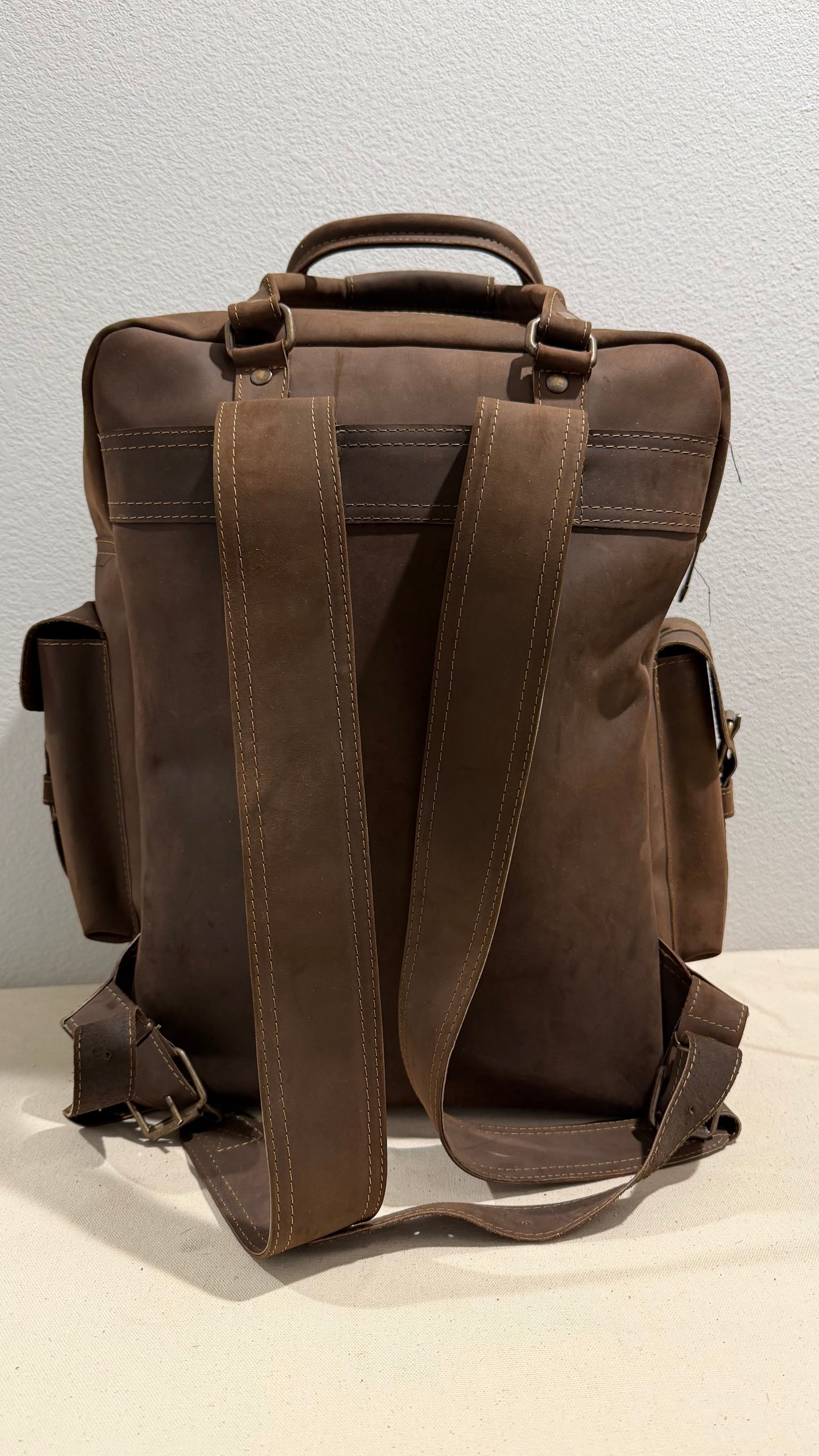 Leather Backpack Brown V1