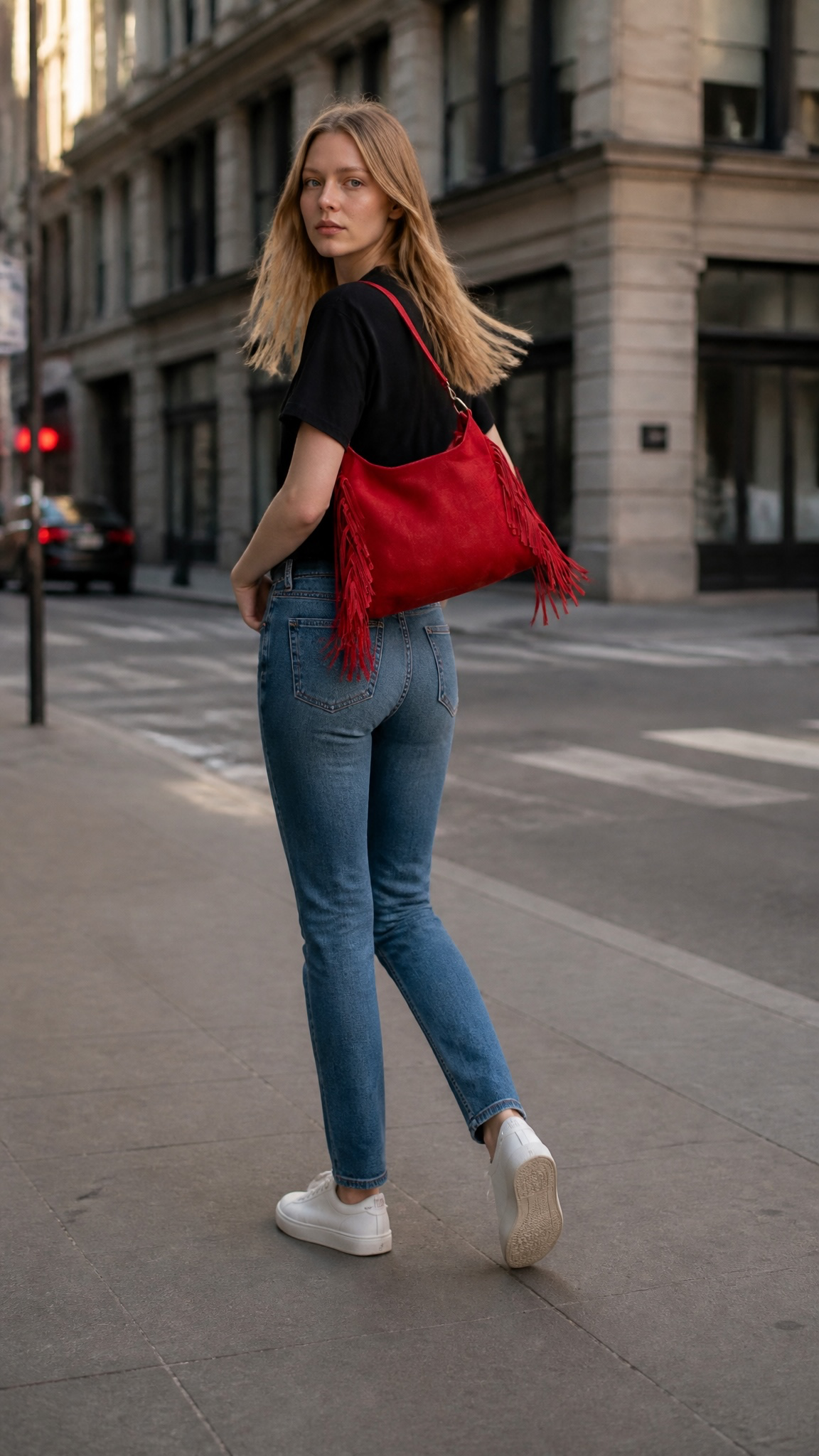 Fringe Leather BOHO Bag Red