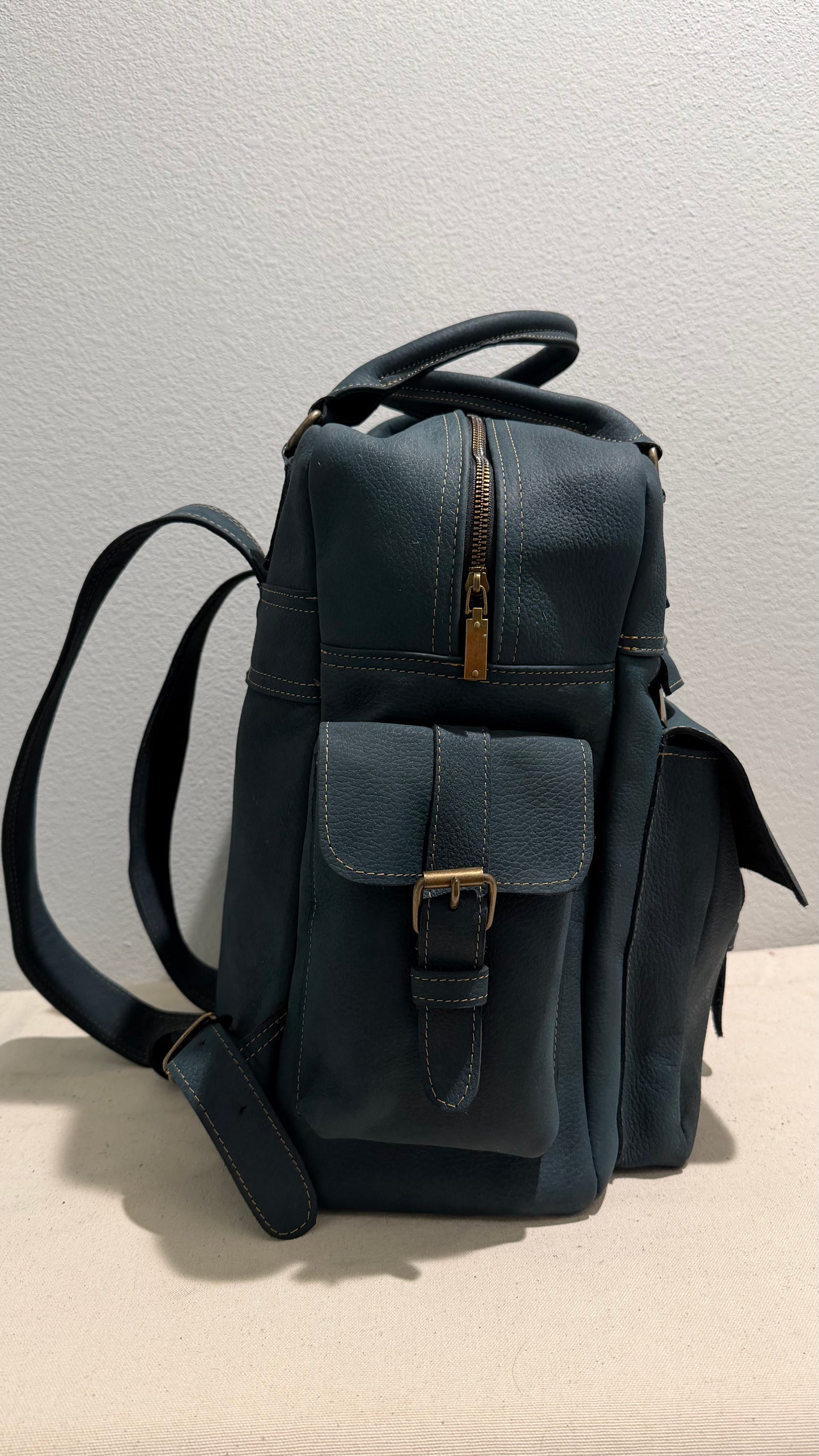 Leather Backpack Blue V2