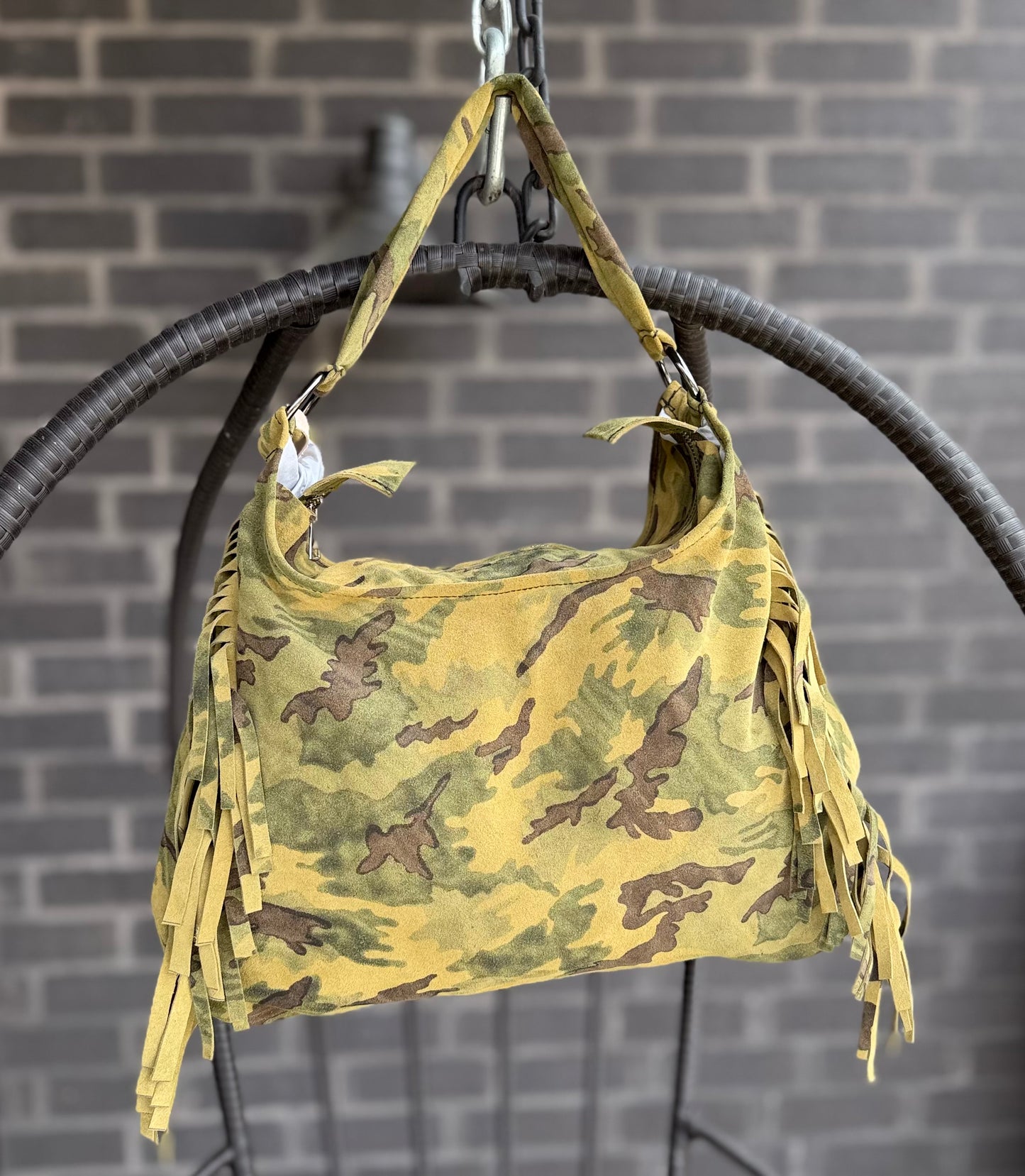Fringe Leather BOHO Bag Camouflage