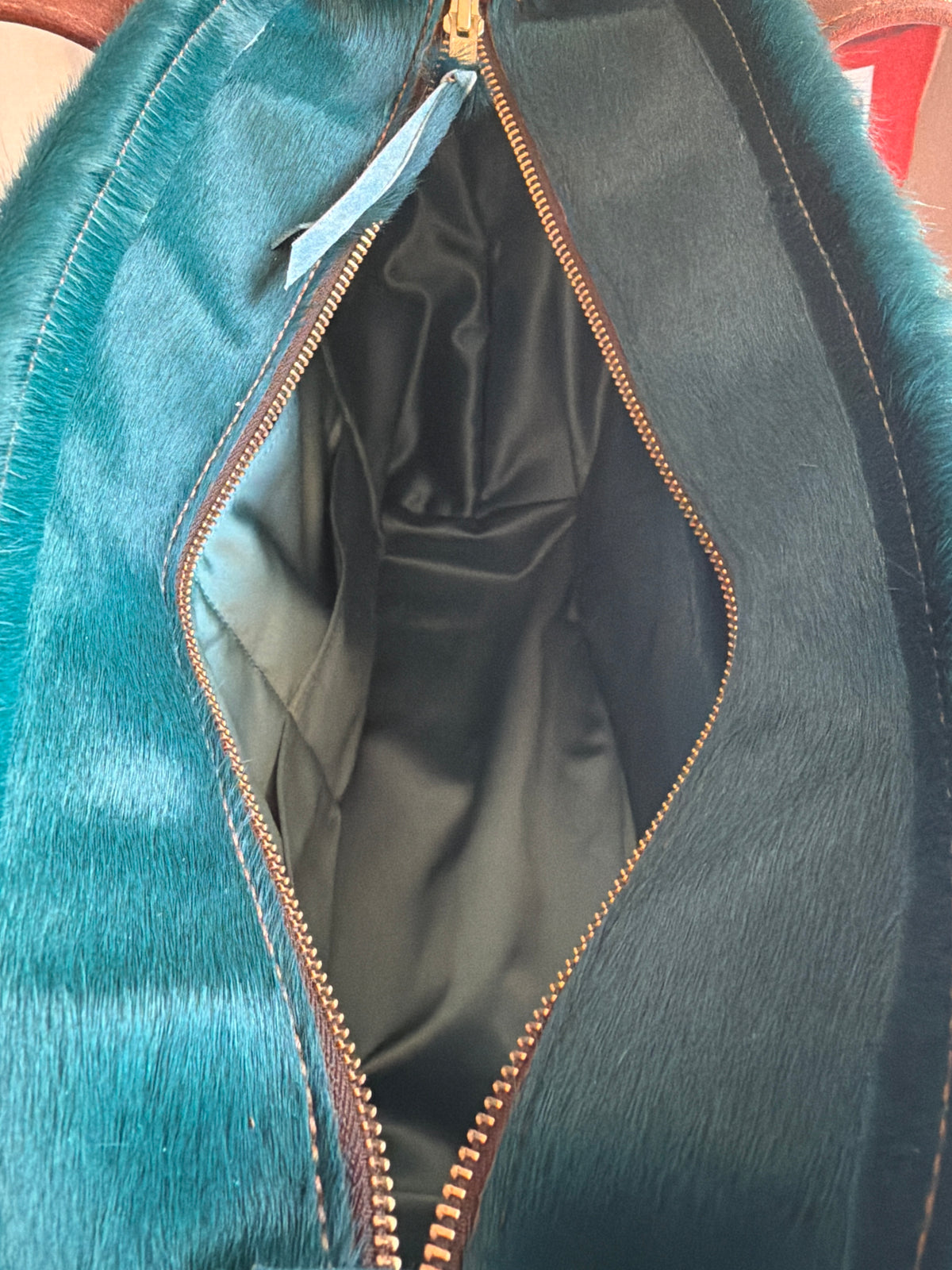 Emerald Hair On Leather Medium Bag