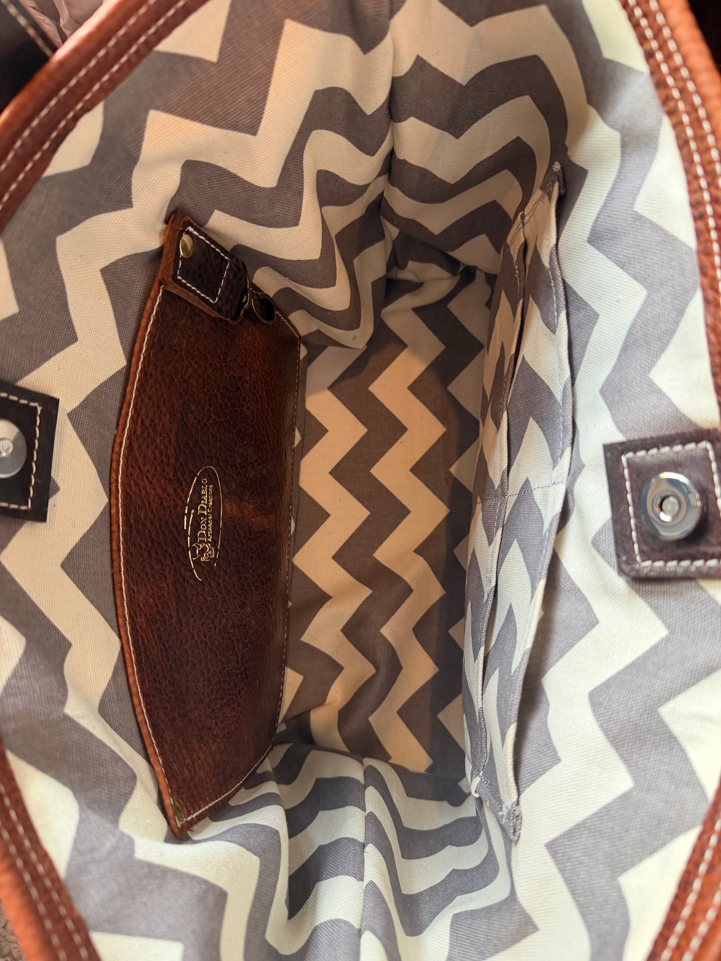 Medium Leather Tote Bag - American Bison B