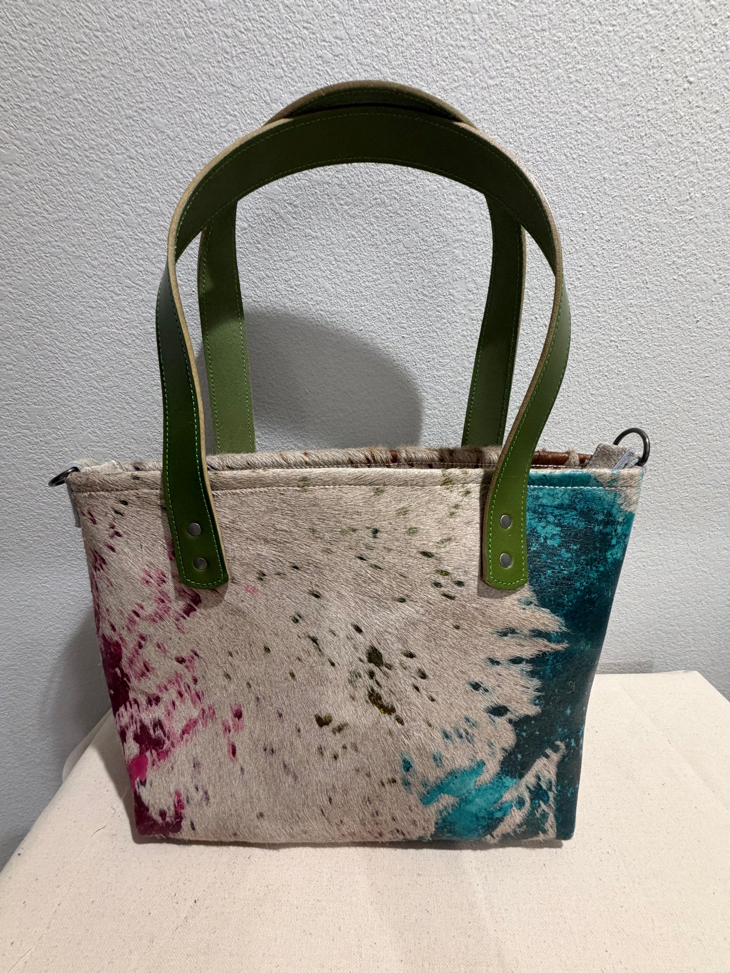 Tie Dye Hair On Medium Leather Tote