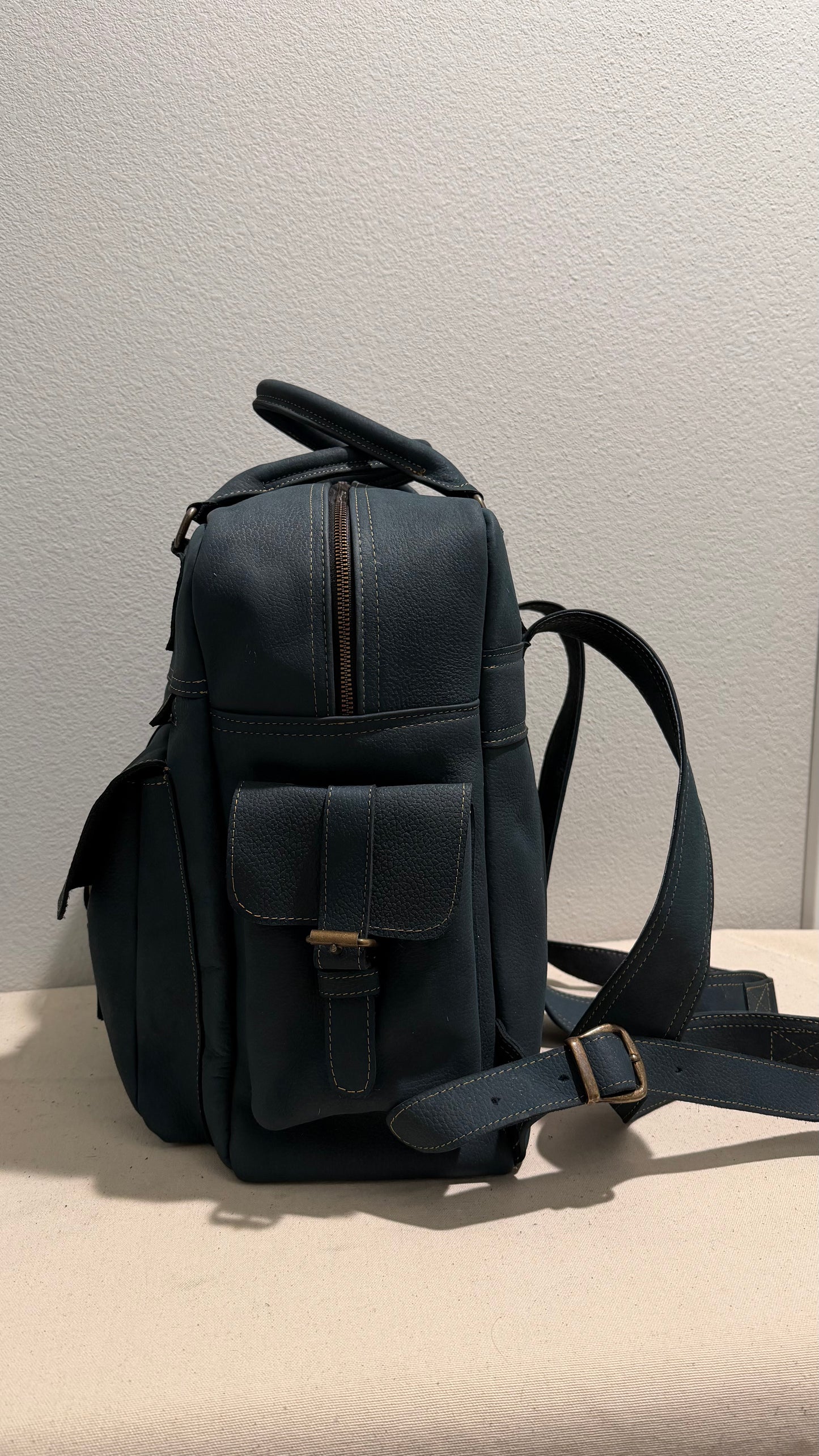 Leather Backpack Blue V2