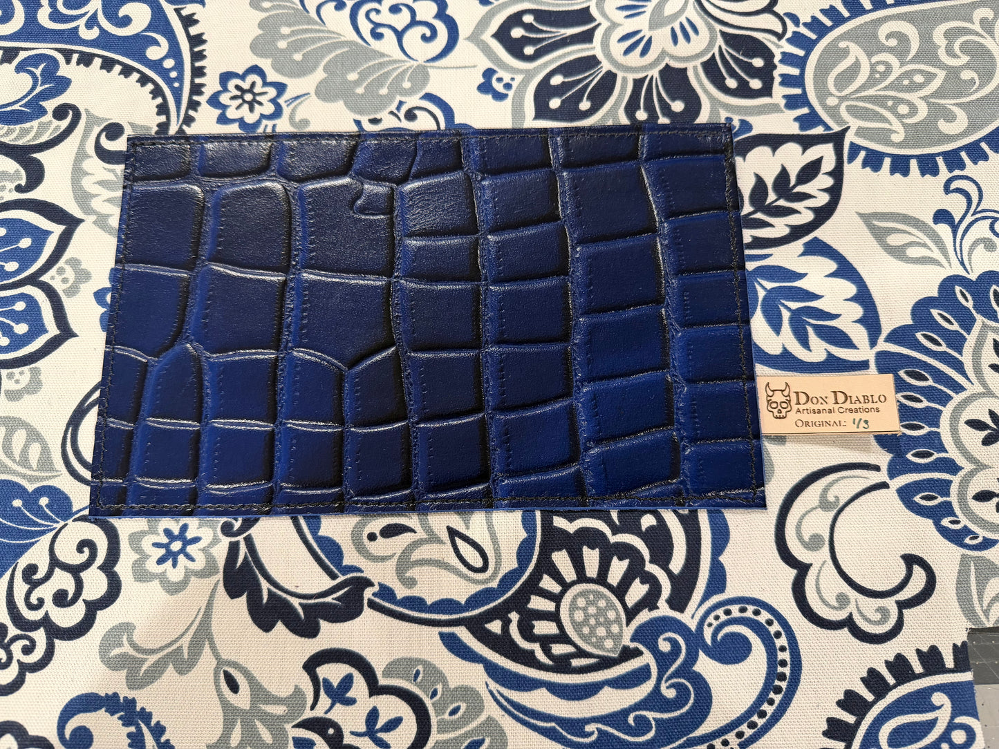 Cobalt Blue Crocodile Embossed Leather Medium Bag