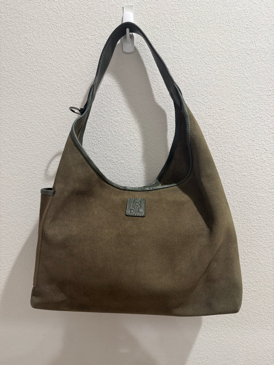 The Sofie - Green Suede Leather Handbag with Leather Trim