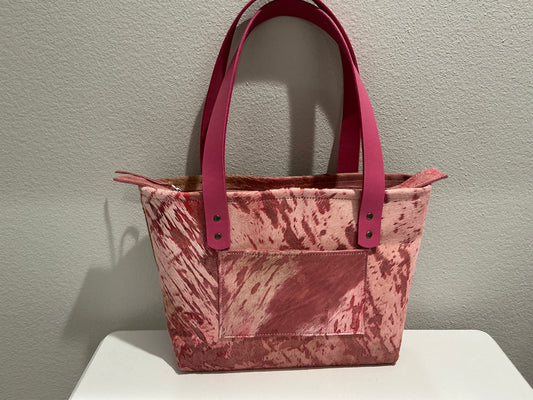 Medium Leather Tote Bag - Pink Cowhide 2