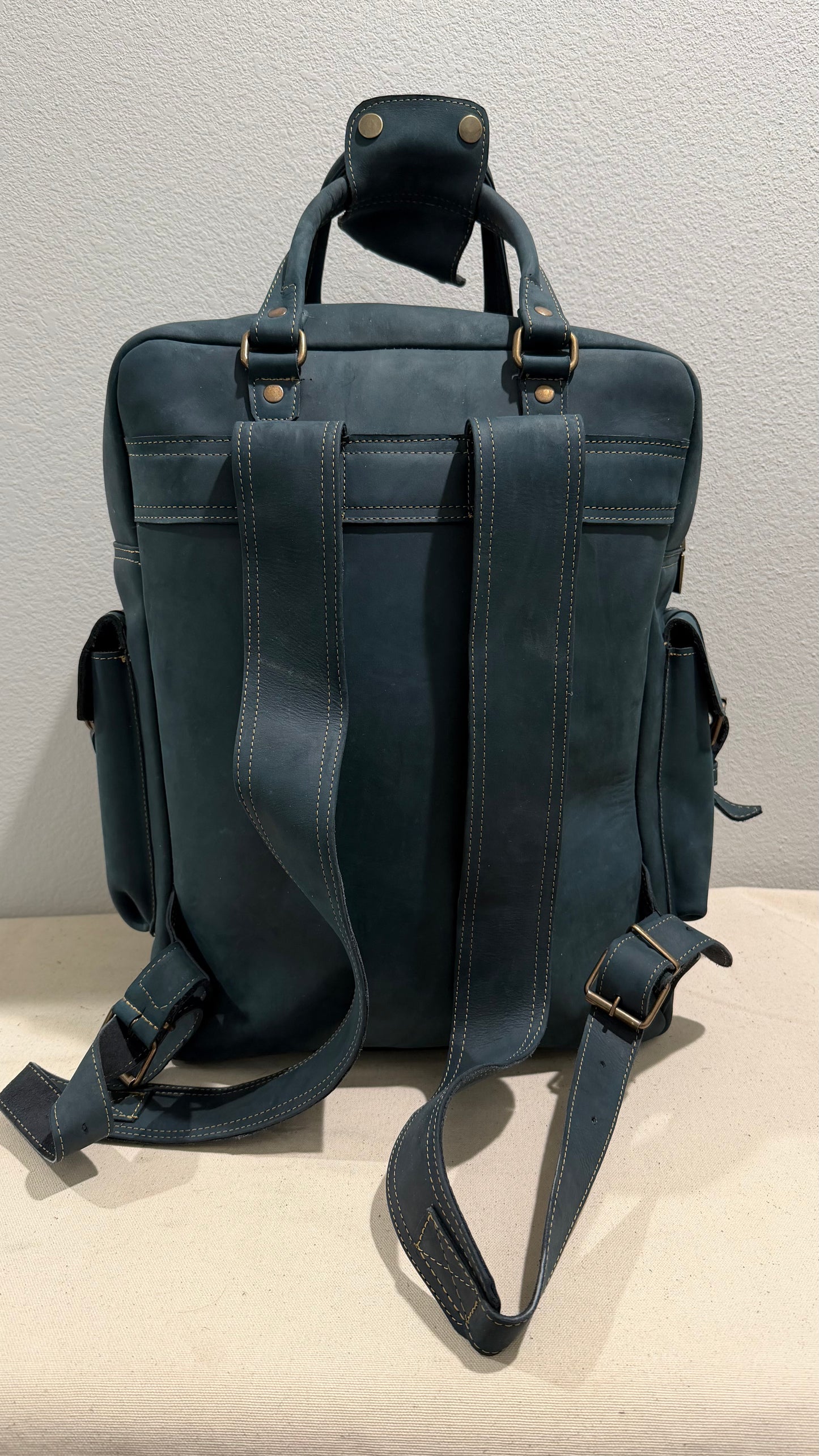 Leather Backpack Blue V3