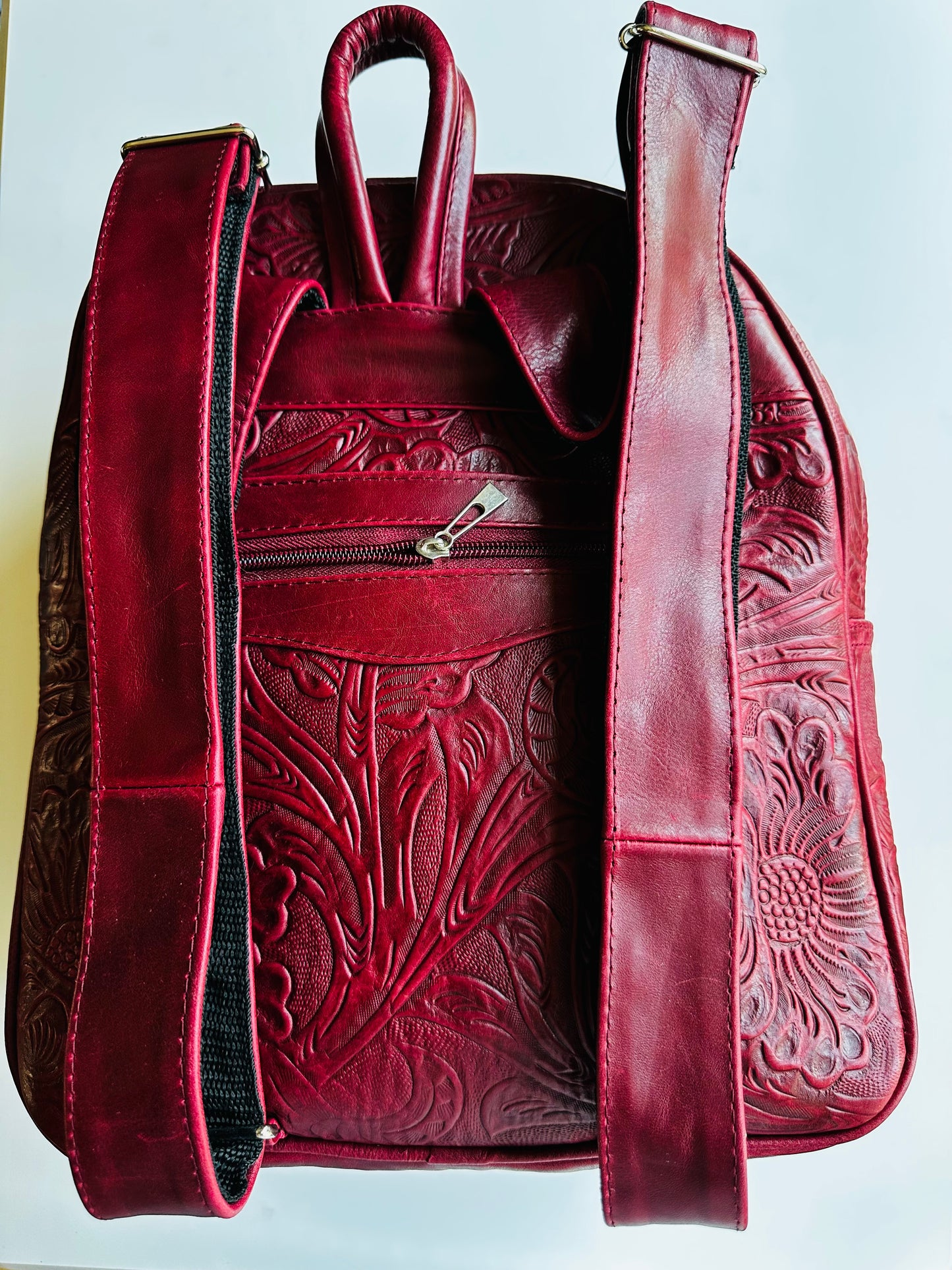 Embossed Leather Backpack