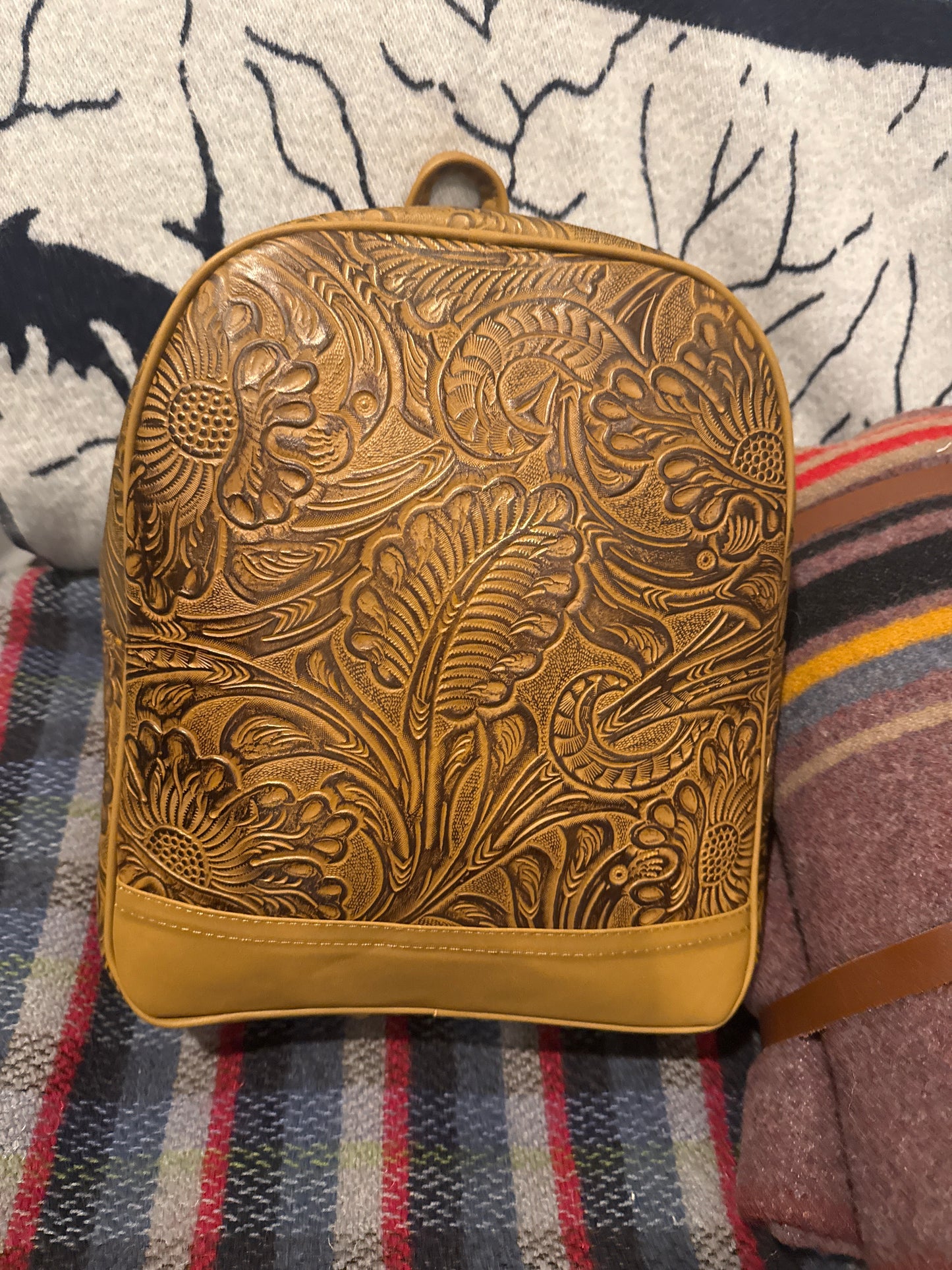 Embossed Leather Backpack