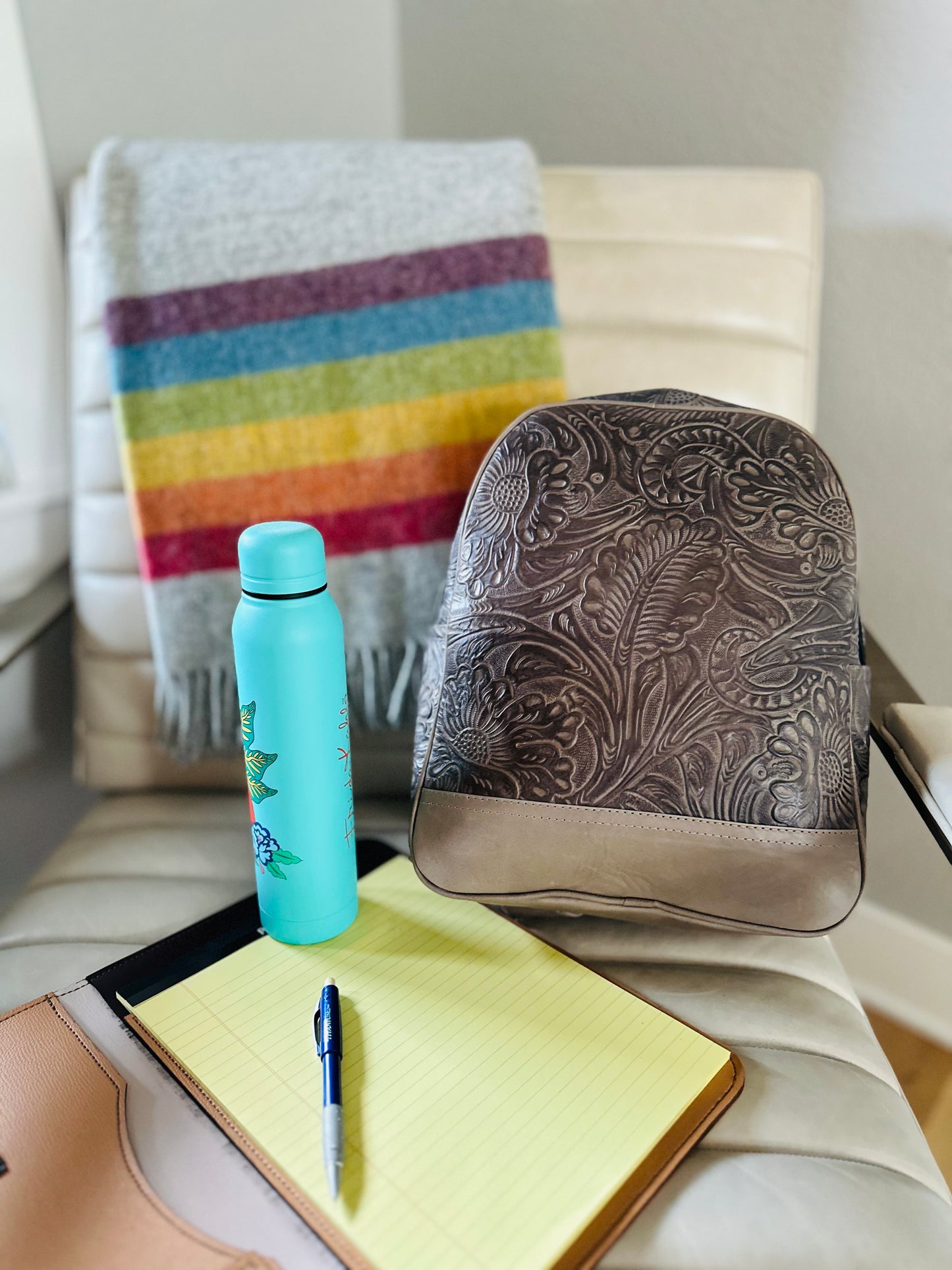 Embossed Leather Backpack