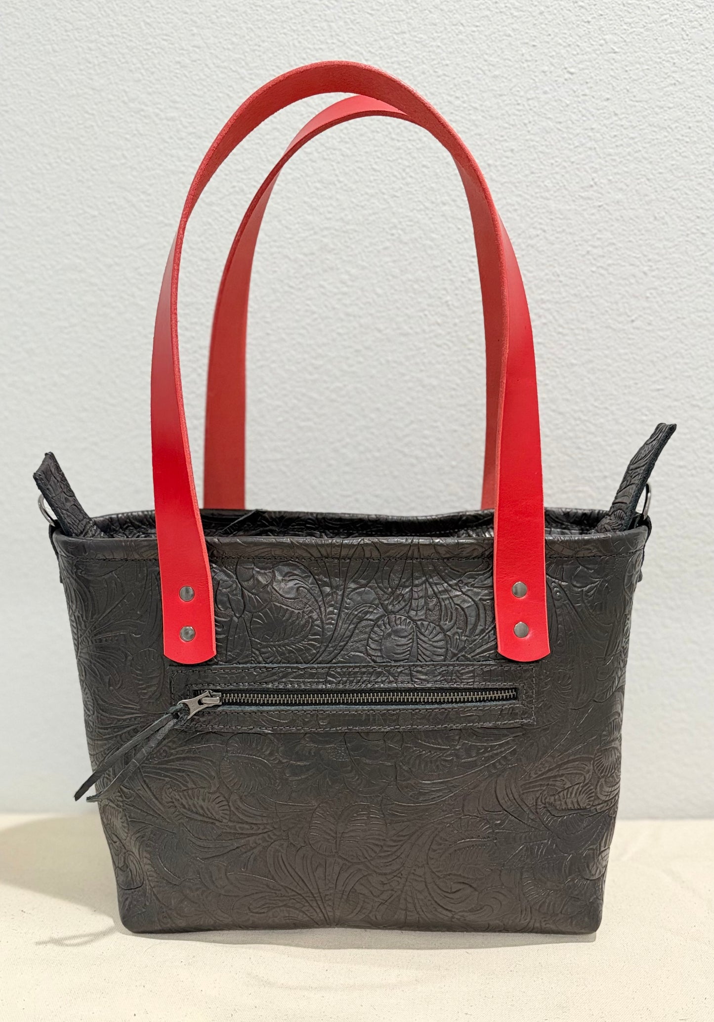 Black Embossed Medium Leather Tote