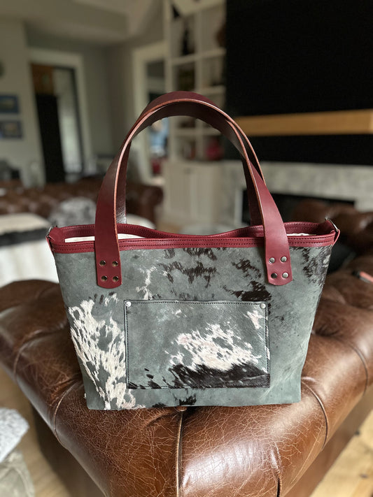 Large Leather Tote - Gray Hide