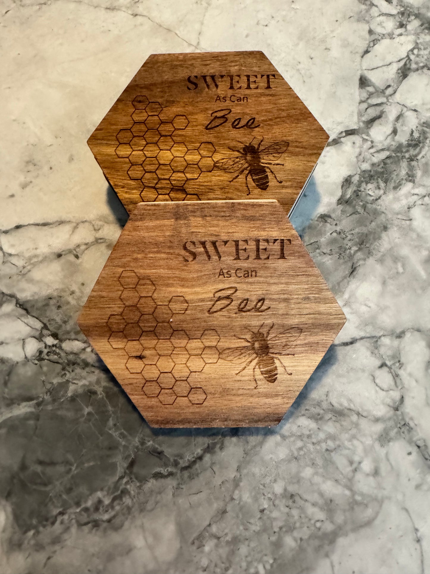 “Sweet as can Bee” Wooden Coaster Set