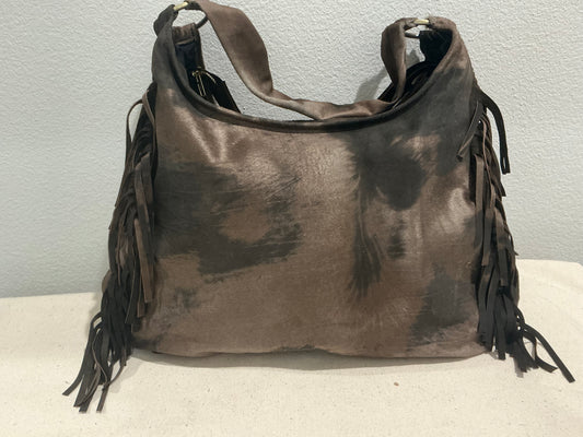 Fringe Leather BOHO Bag Dark Brown