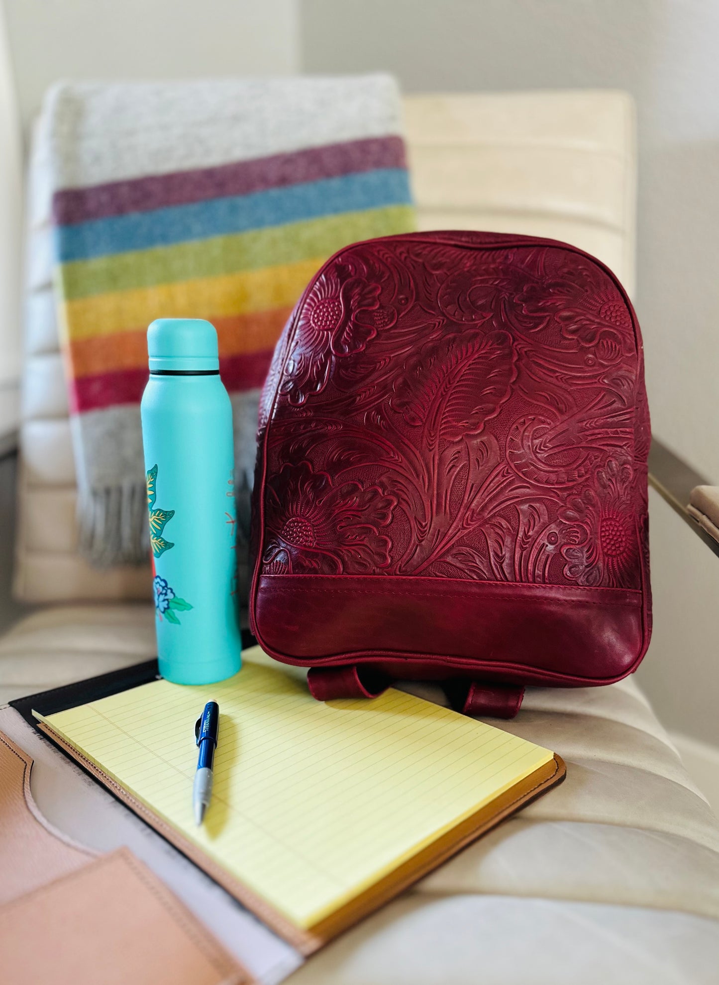 Embossed Leather Backpack