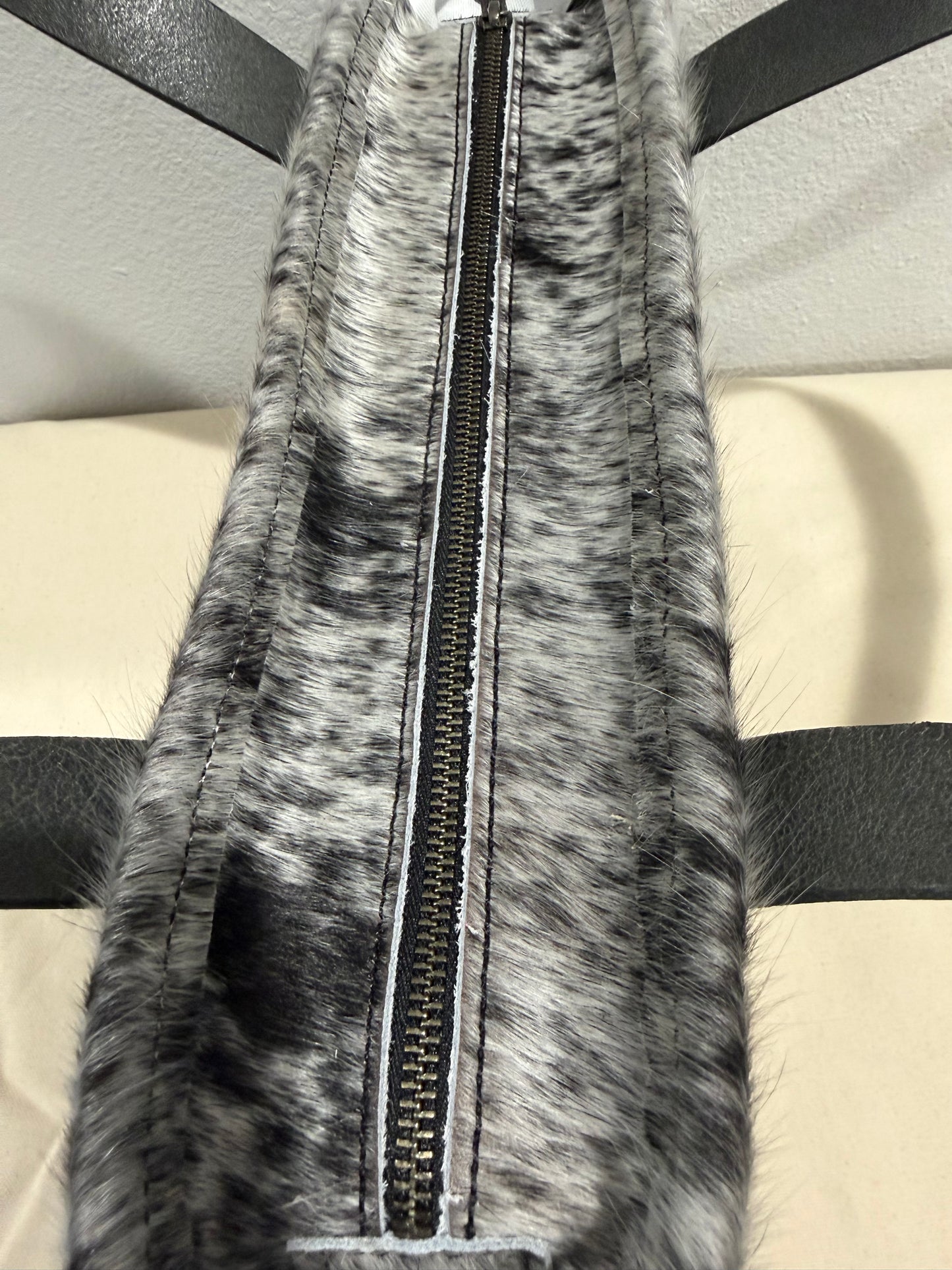 Medium Leather Tote Bag - Black/White Cowhide 2