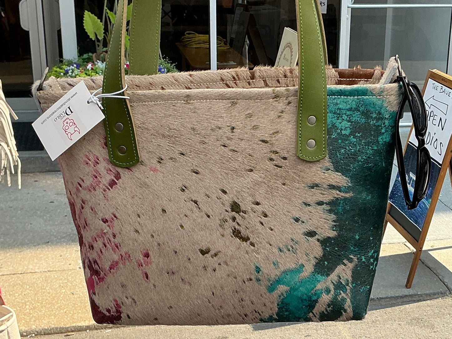 Tie Dye Hair On Medium Leather Tote