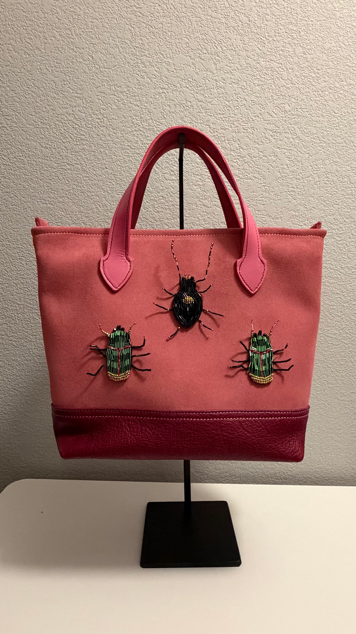 Sequiota Berry Beetle Leather and Suede Purse