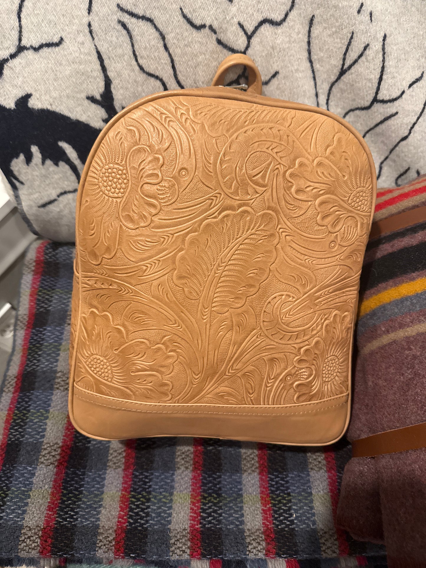 Embossed Leather Backpack