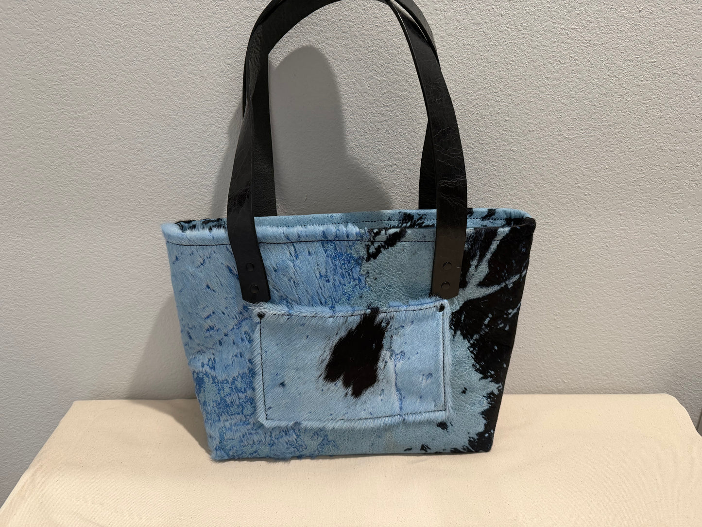 Icee Blue and Black Medium Leather Tote 2