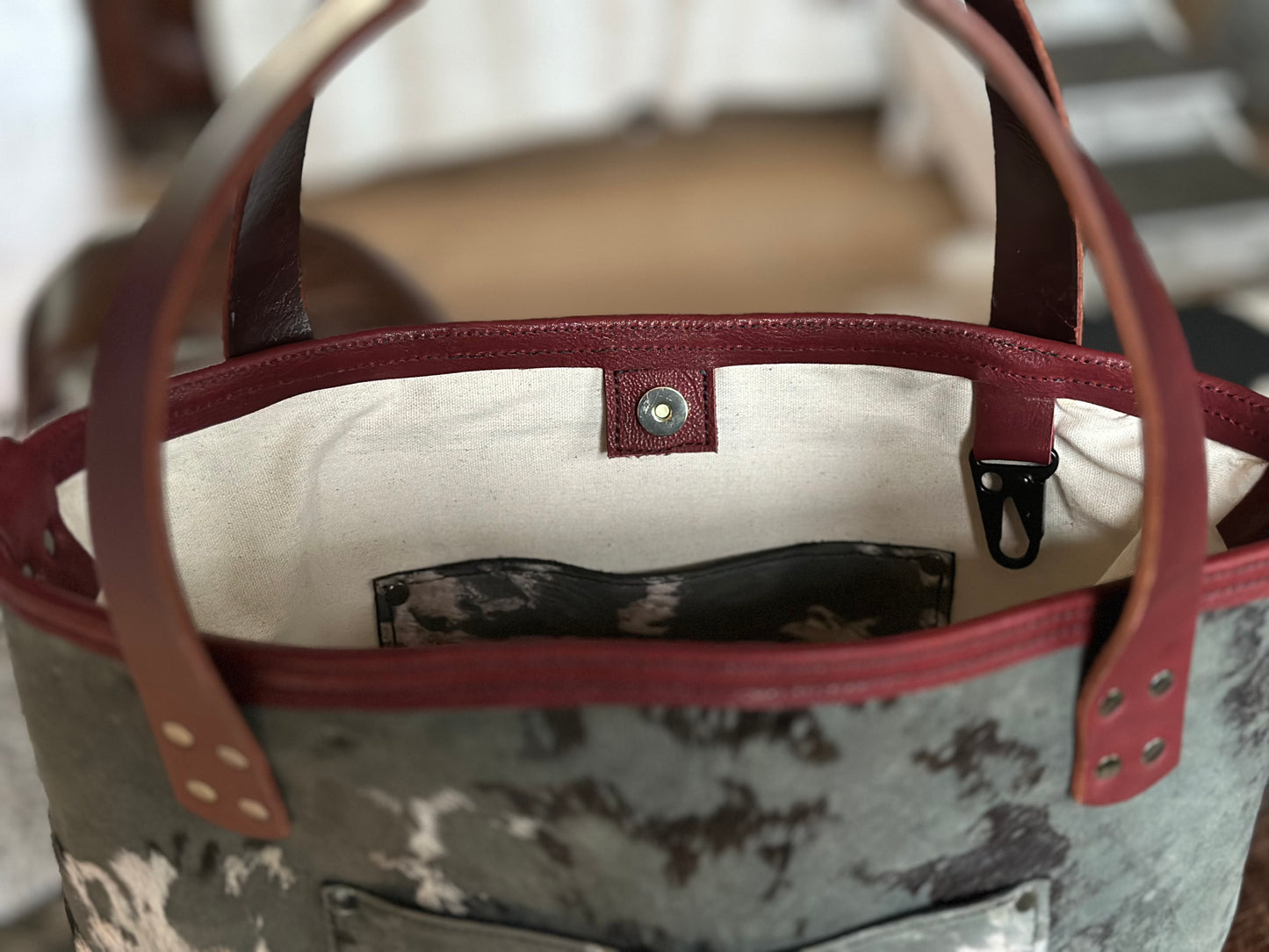 Large Leather Tote - Gray Hide