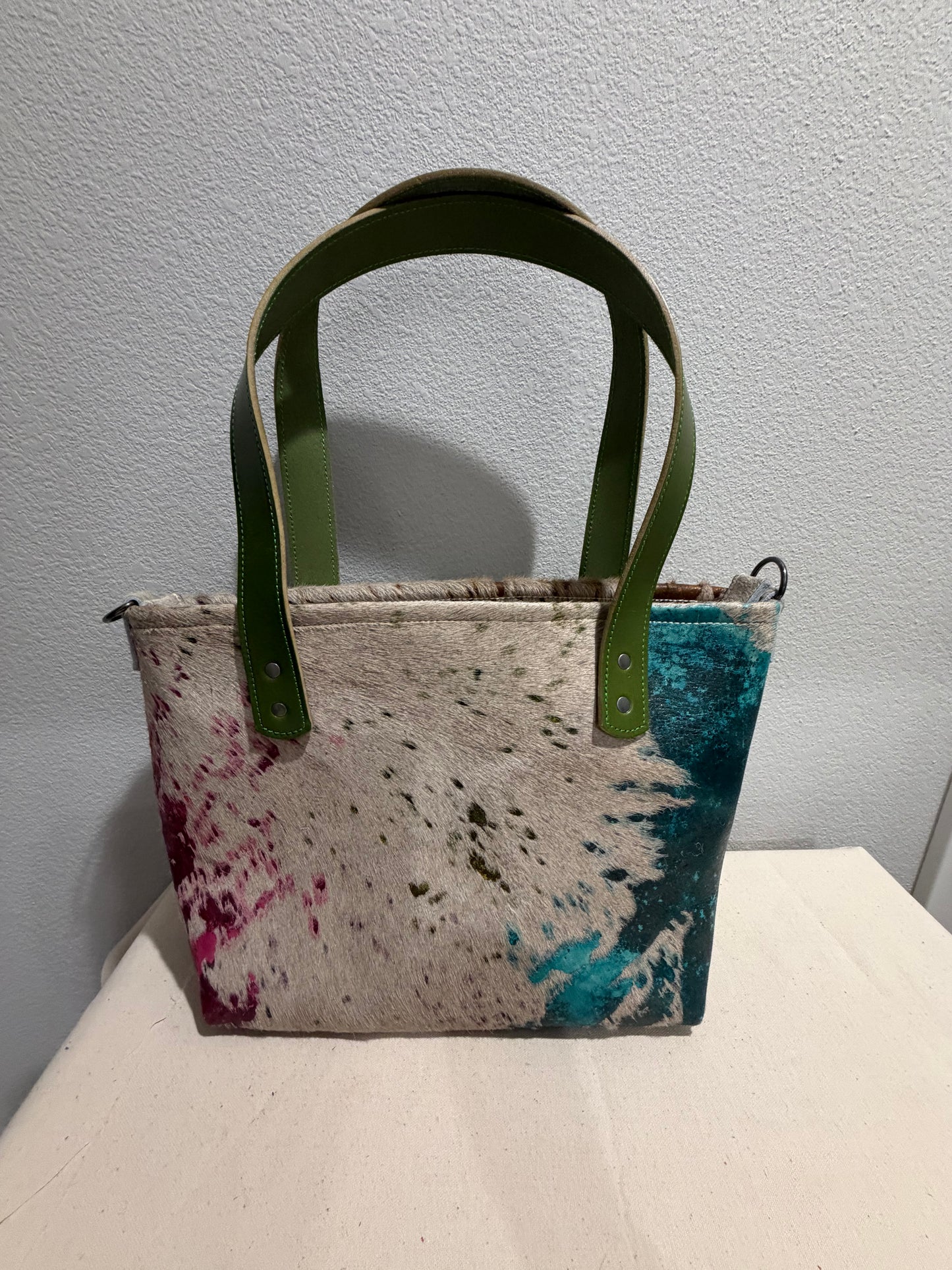 Tie Dye Hair On Medium Leather Tote