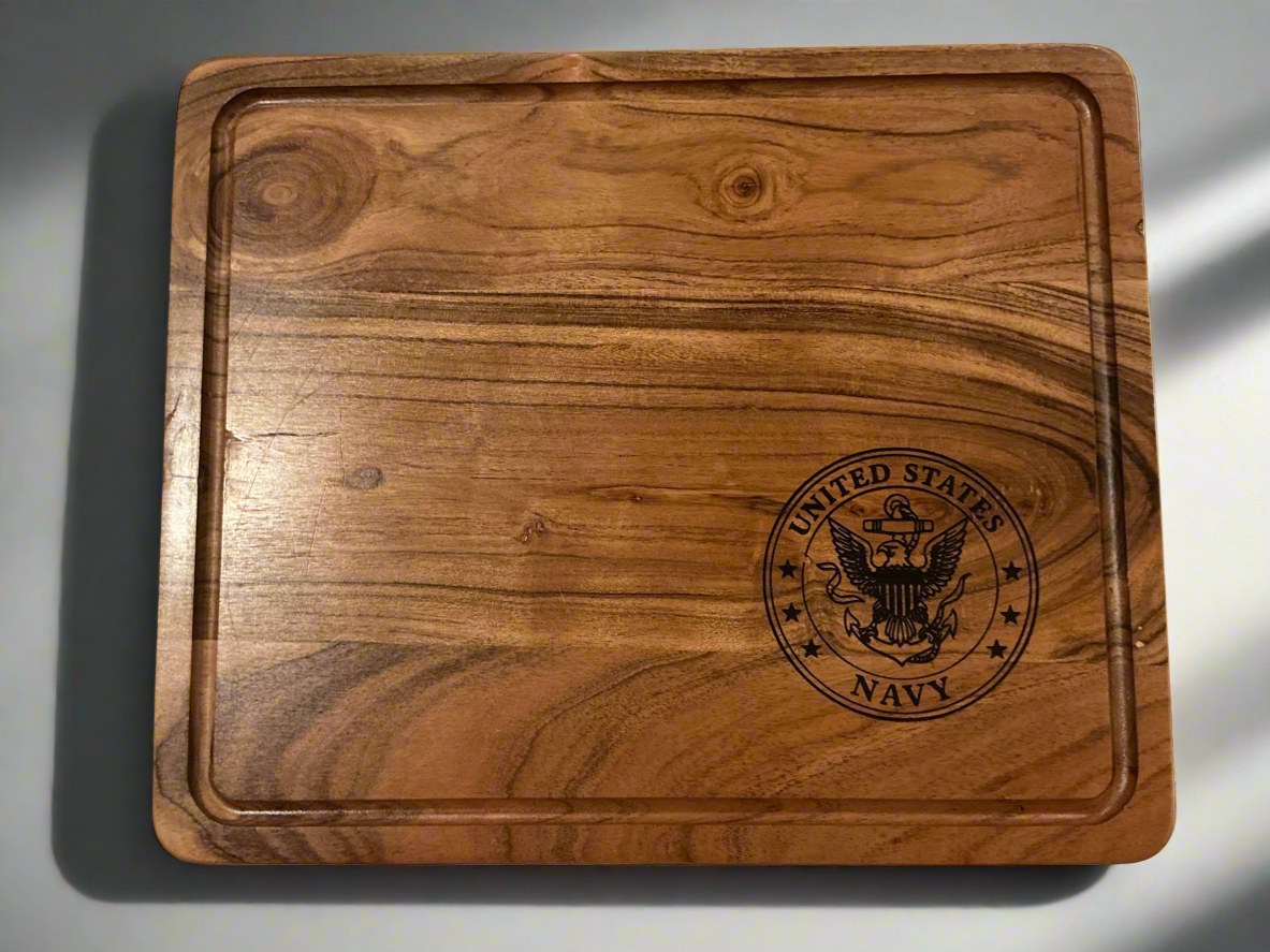 Navy Cutting Board Medium Corner Logo