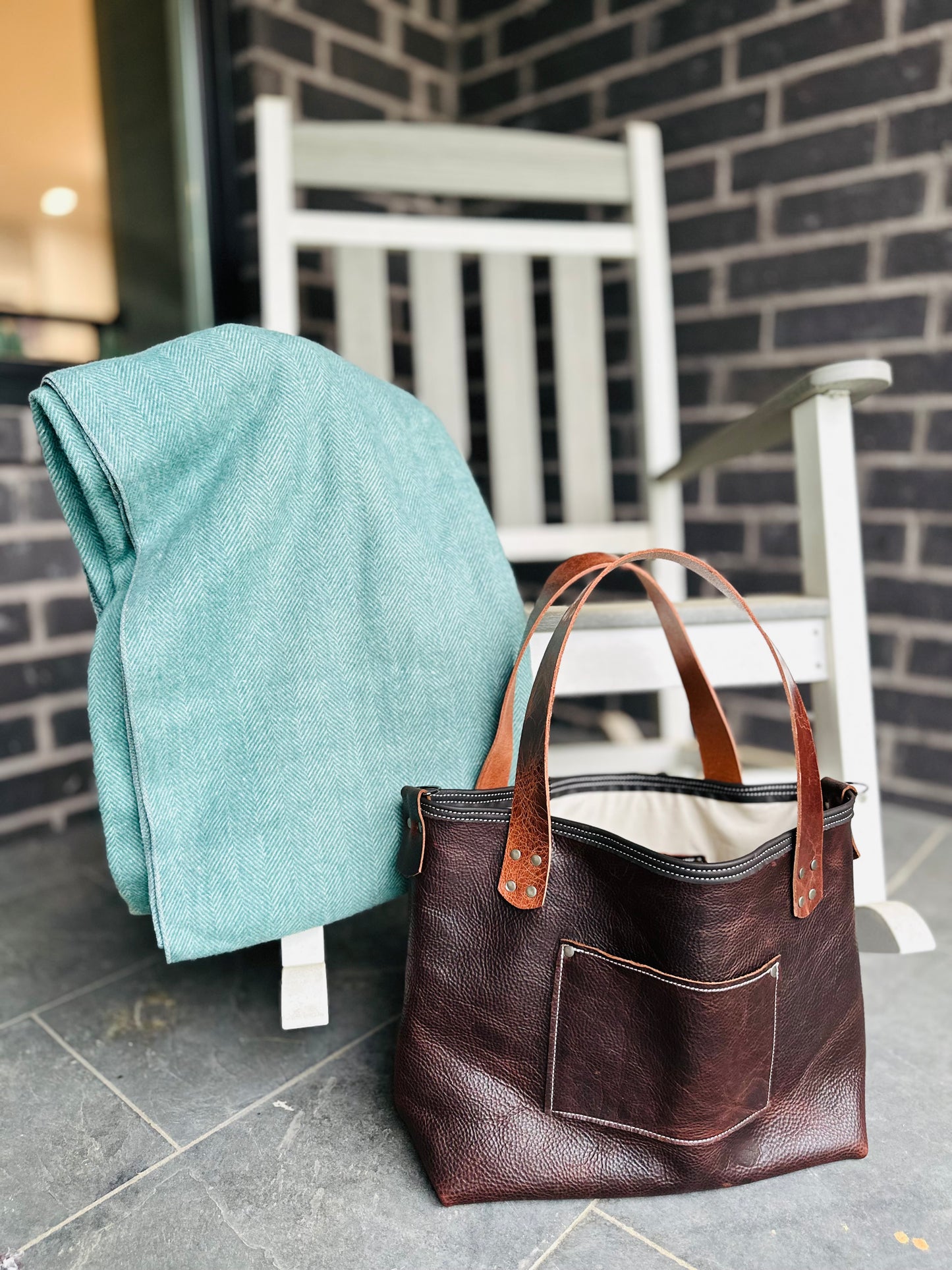 Large Leather Tote Bag - Buffalo Brown