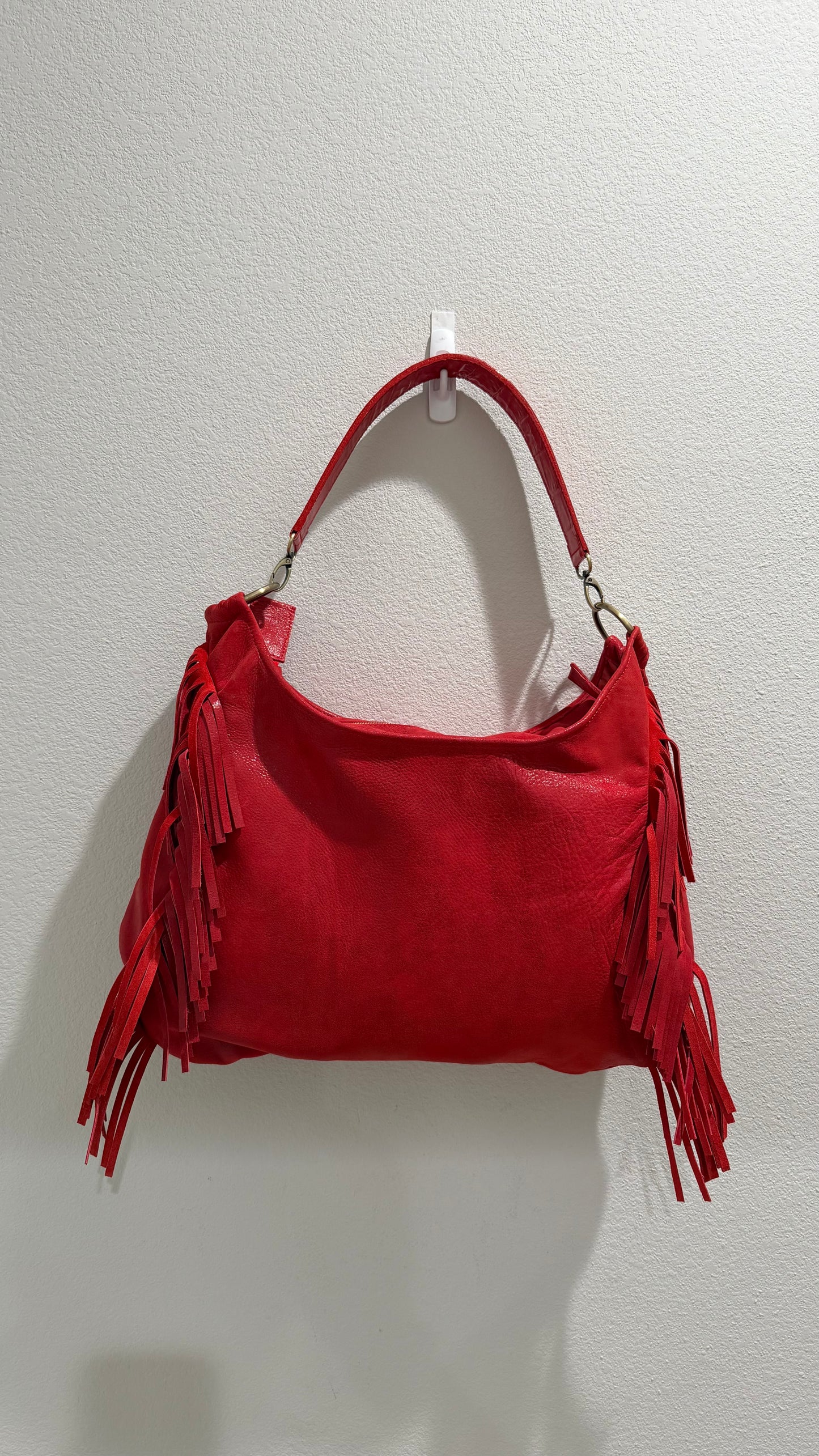 Fringe Leather BOHO Bag Red