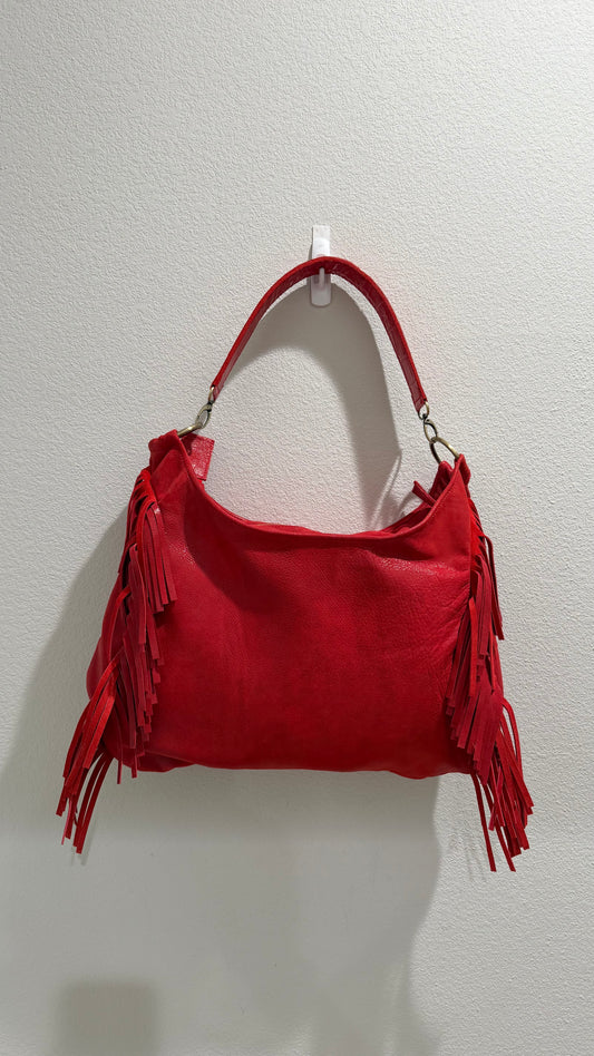 Fringe Leather BOHO Bag Red