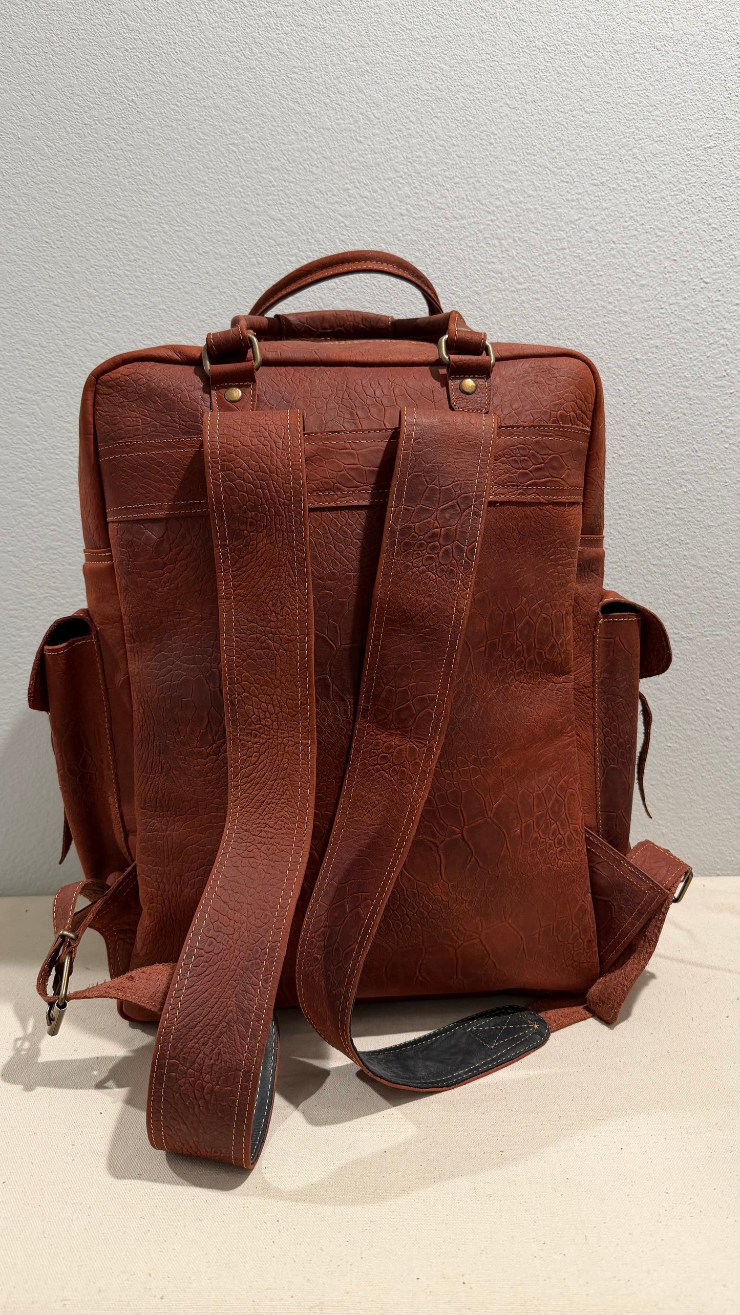 Leather Backpack Red