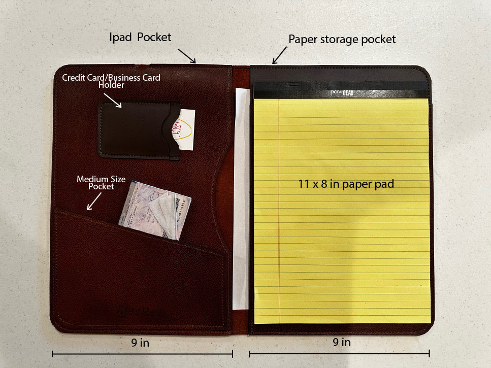 Leather Portfolio- iPad Brown Pebbled