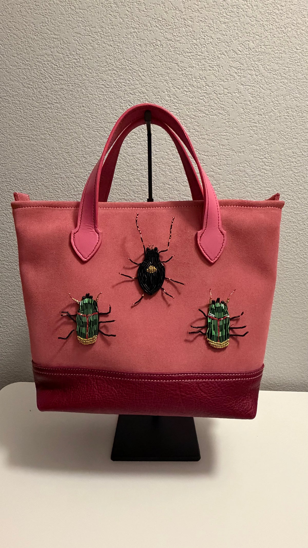 Sequiota Berry Beetle Leather and Suede Purse