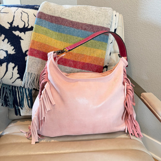 Fringe Leather BOHO Bag Pink