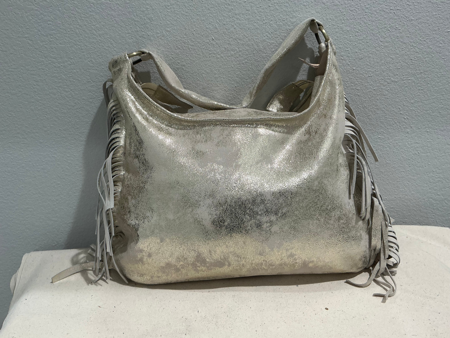 Fringe Leather BOHO Bag Champagne Gold