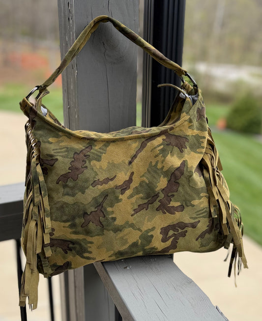 Fringe Leather BOHO Bag Camouflage