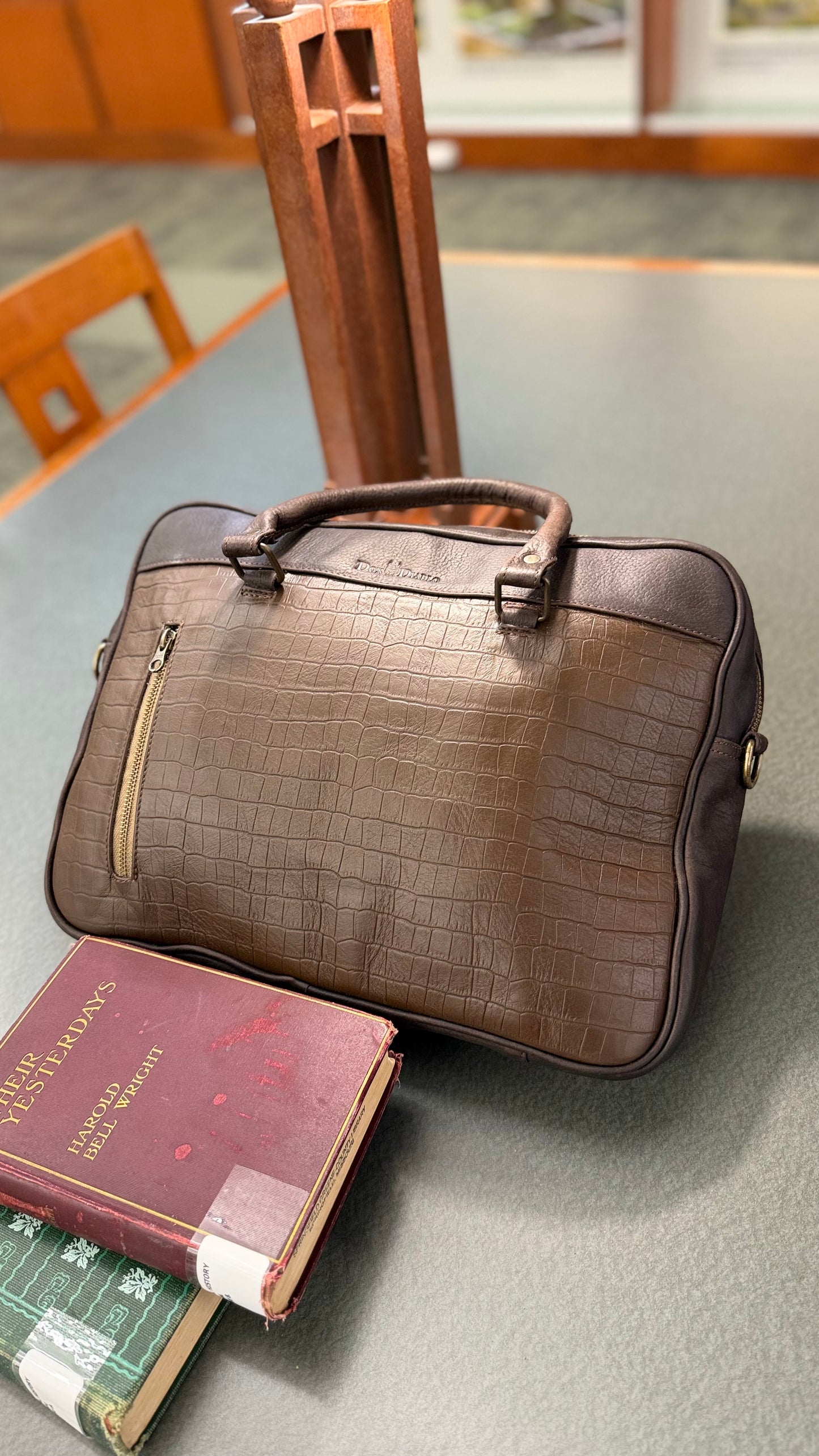Leather Tech Briefcase - Brown