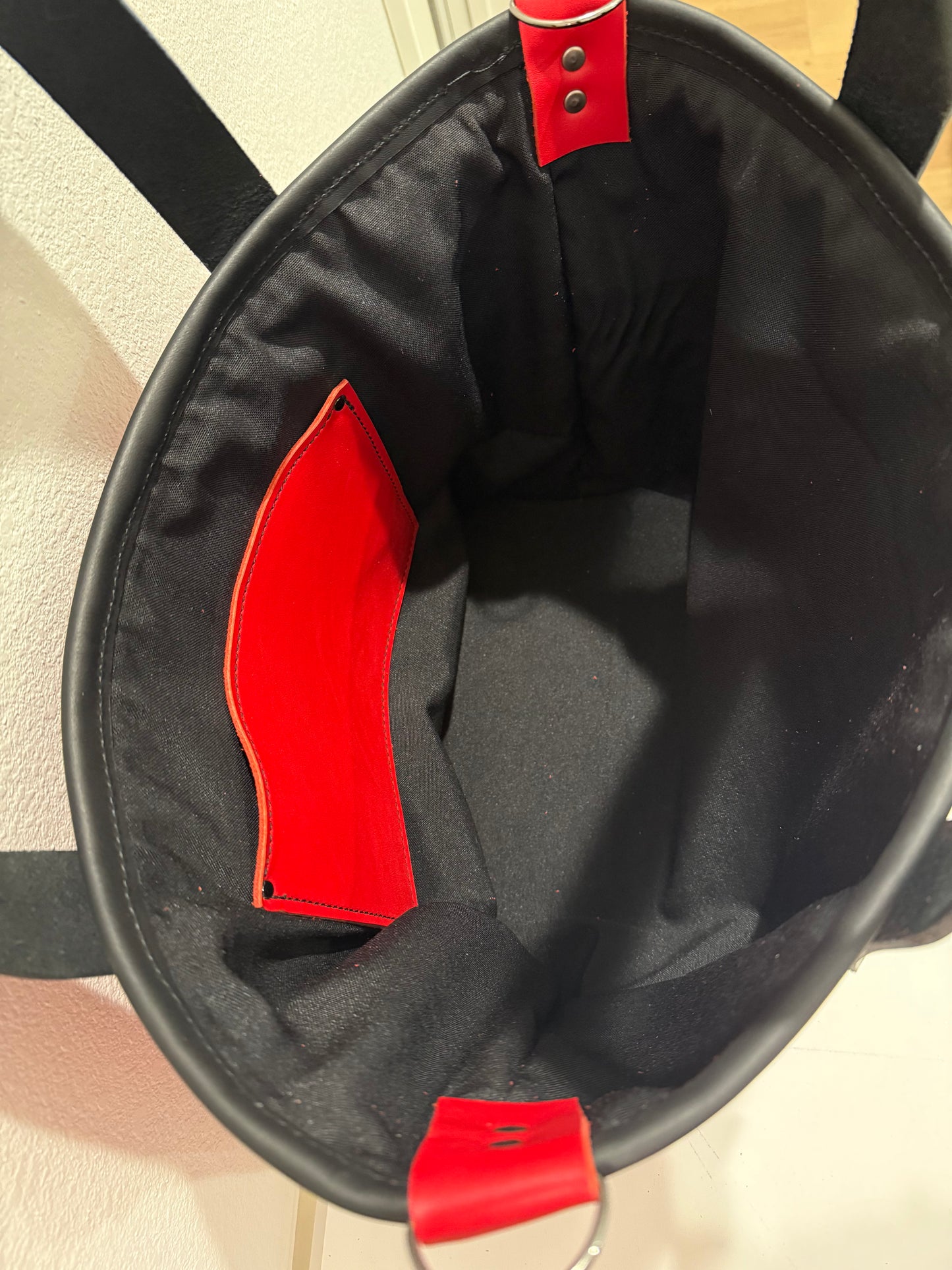 Large Leather Tote Bag - Red