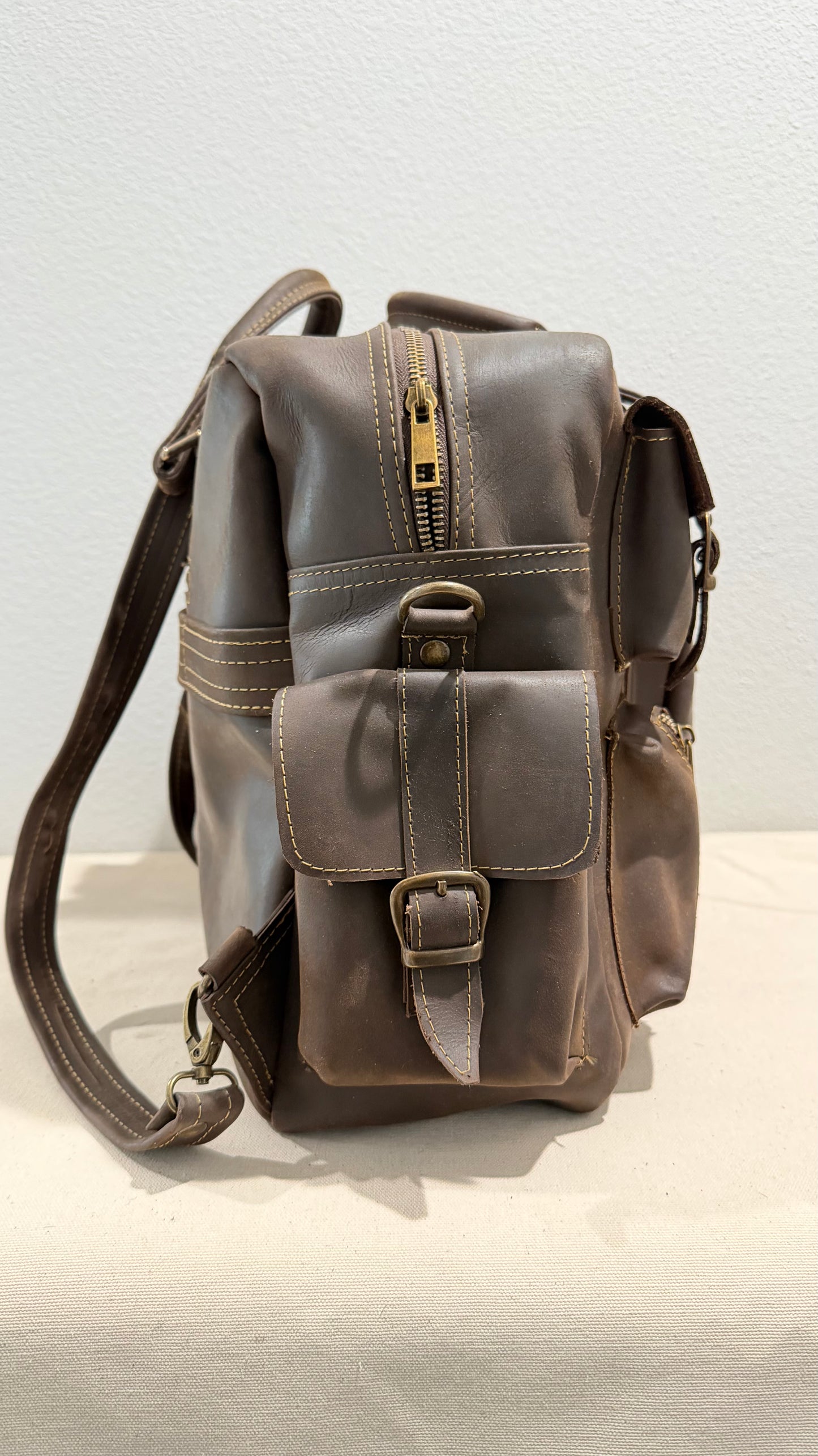 Leather Backpack Brown V2