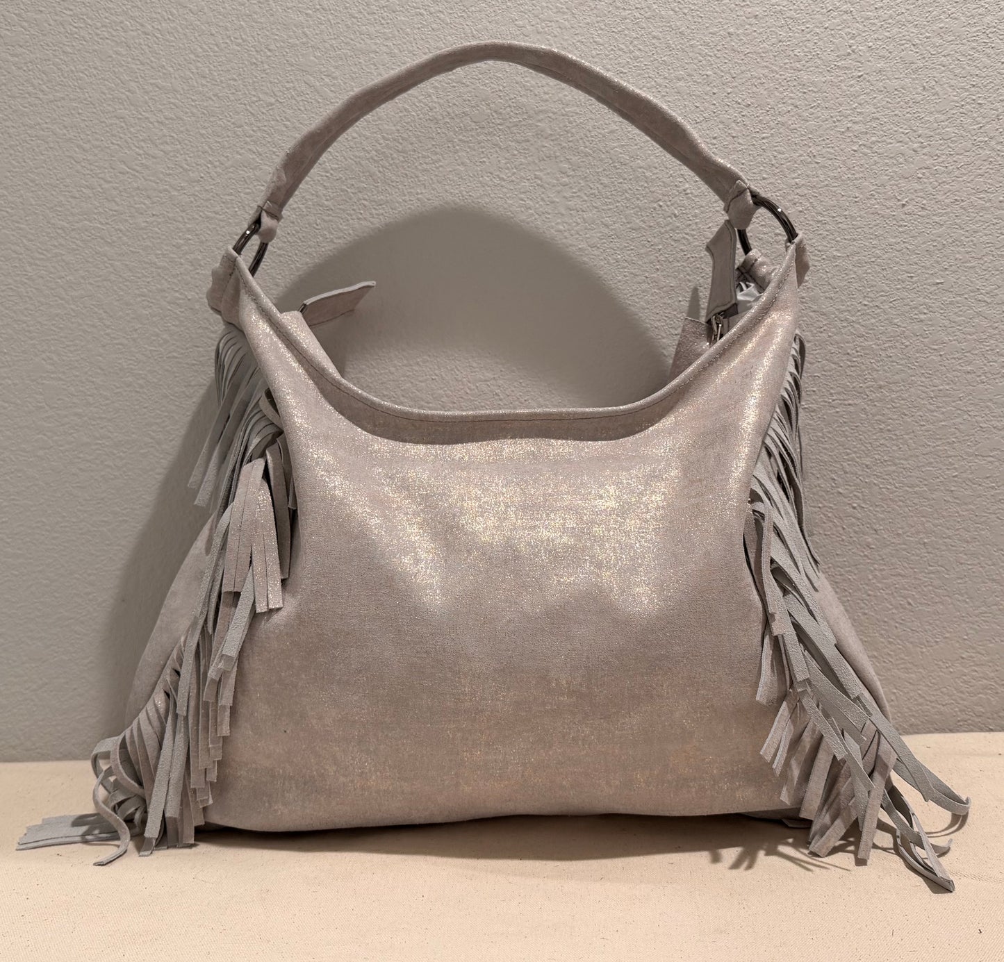 Fringe Leather BOHO Bag Silver