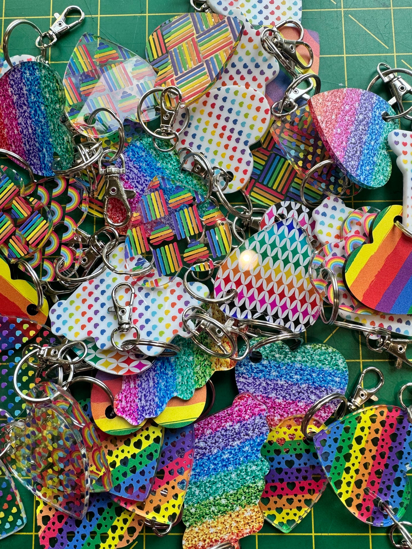 Rainbow heart keychain