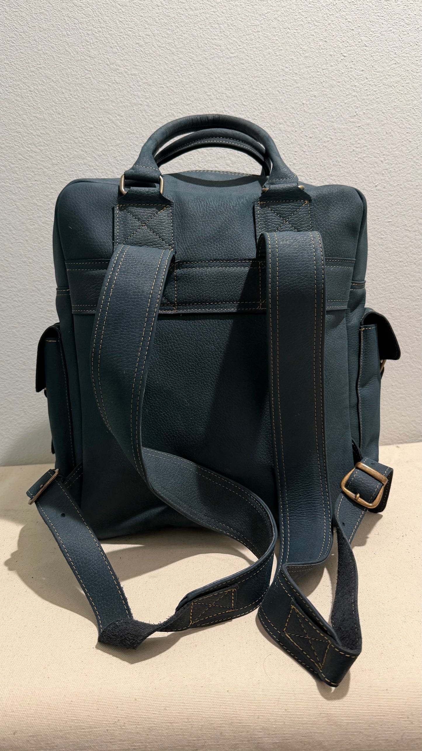 Leather Backpack Blue V2