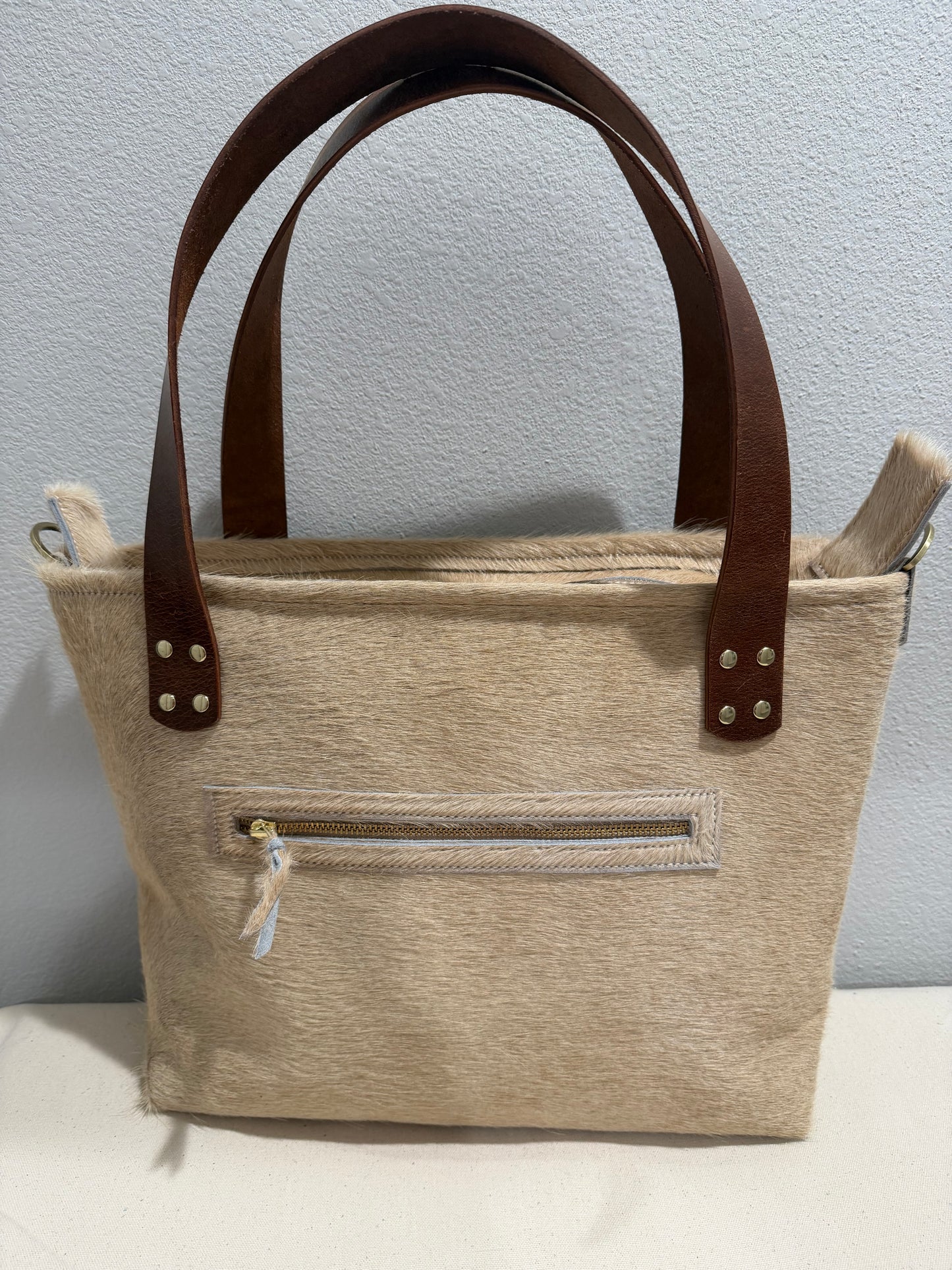 Tan Cowhide Large Leather Tote #2