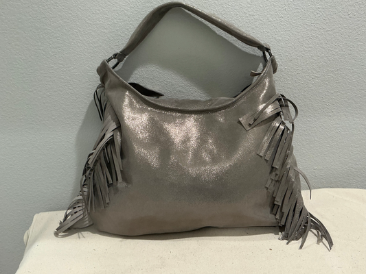 Fringe Leather BOHO Bag Silver Glitter