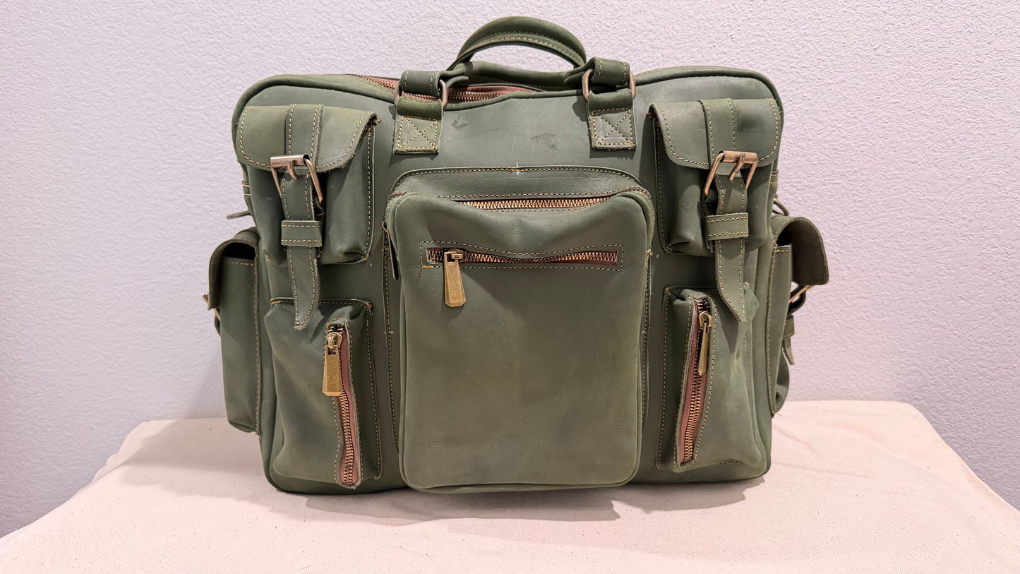 Leather Backpack Green