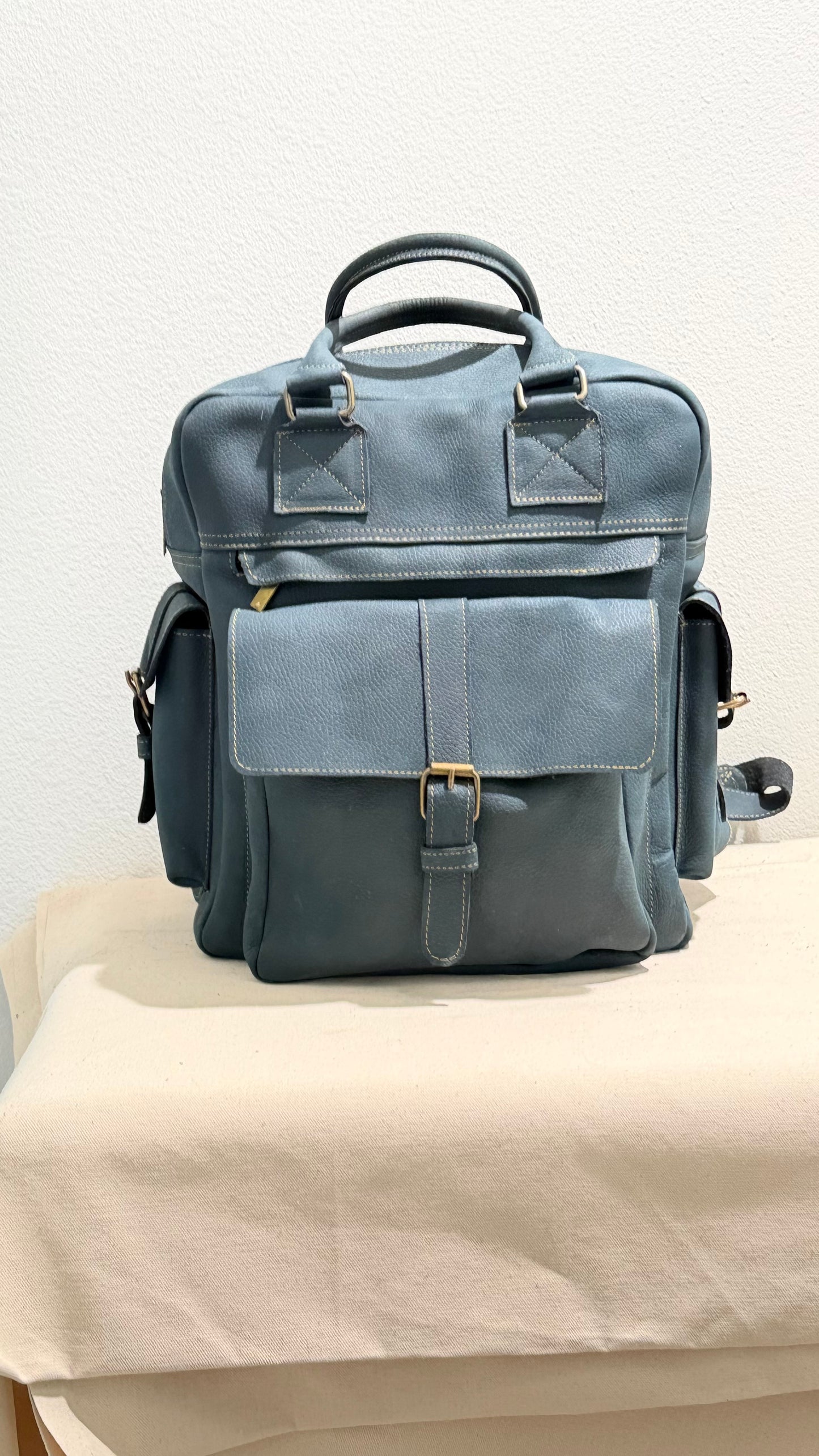 Leather Backpack Blue V2